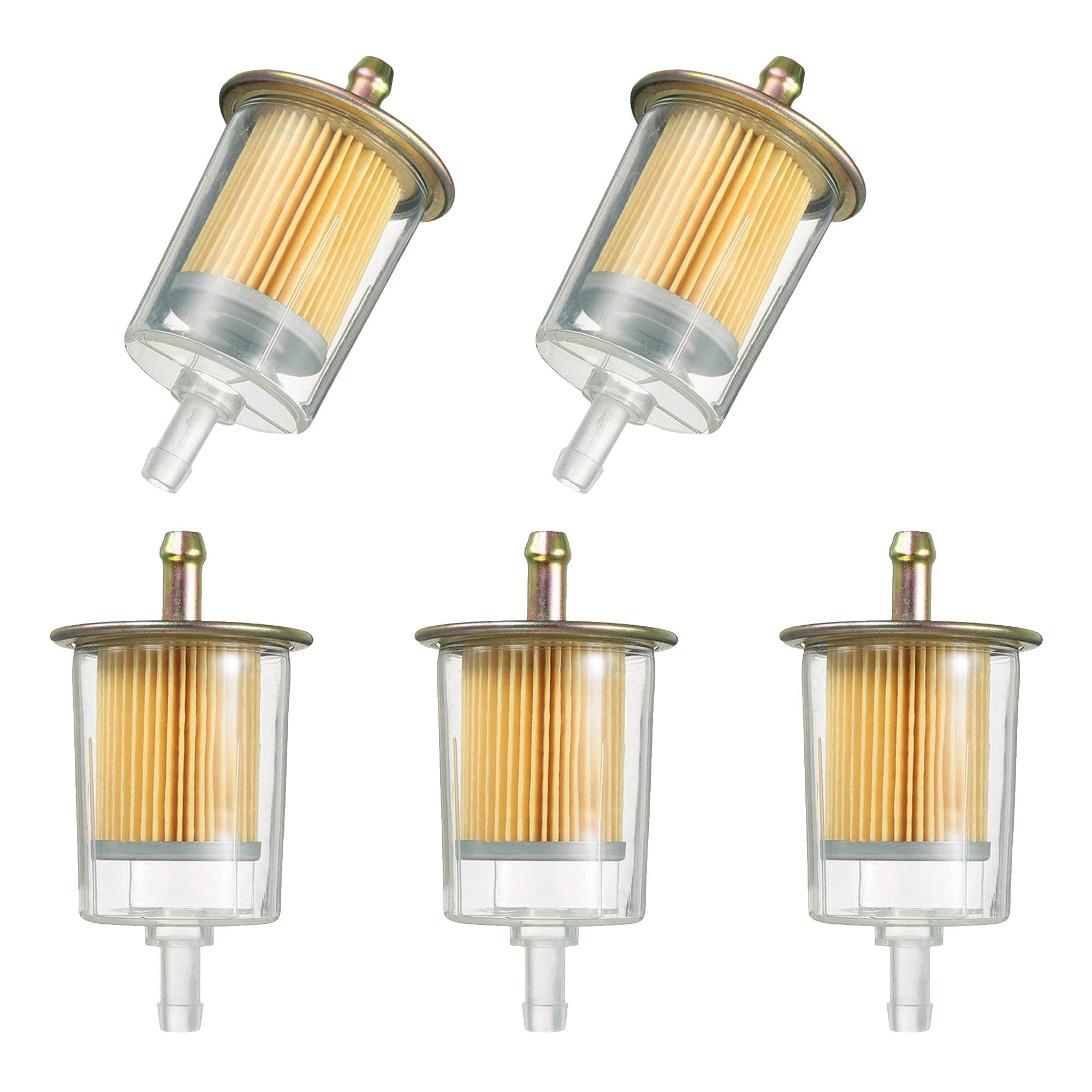5/16' Universal Fuel Filters Industrial Tractors Cars Trucks Motorcycles Gas Powered Engine Inline Gas Fuel Line 5 Pack