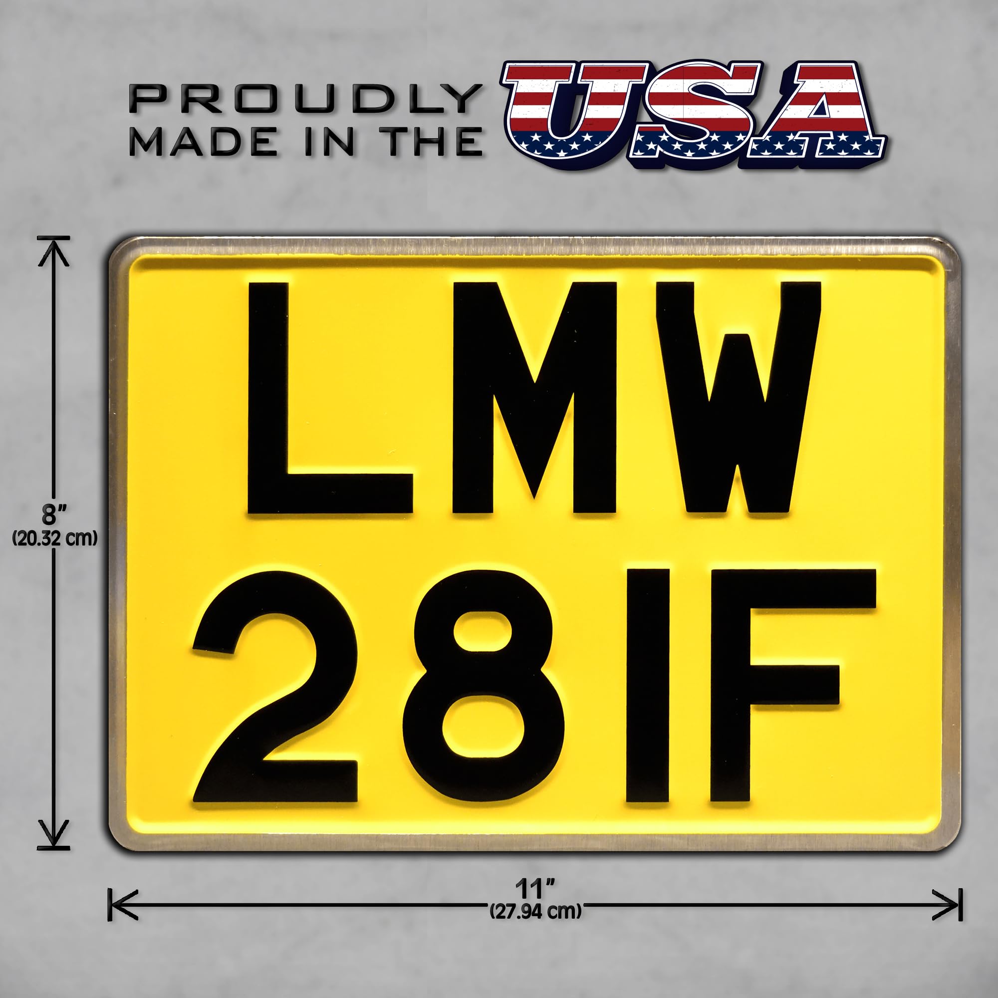 Celebrity Machines Abbey Road Metal Stamped License Plate | LMW 28IF | Yellow Aluminum