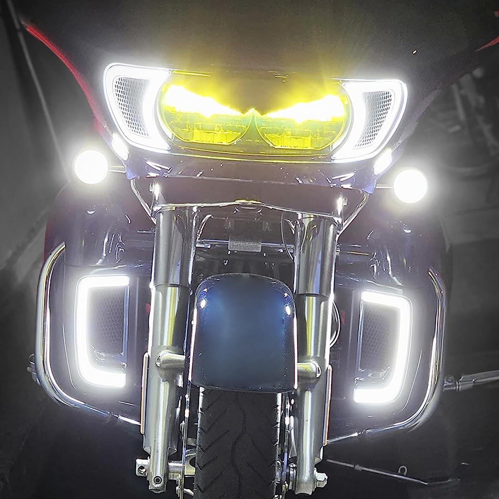 HDBUBALUS Motorcycle Headlight Vent Accent Turn Signal LED Indicator Side Lights For Harley Road Glide FLTRX 2015-2023 Smoke