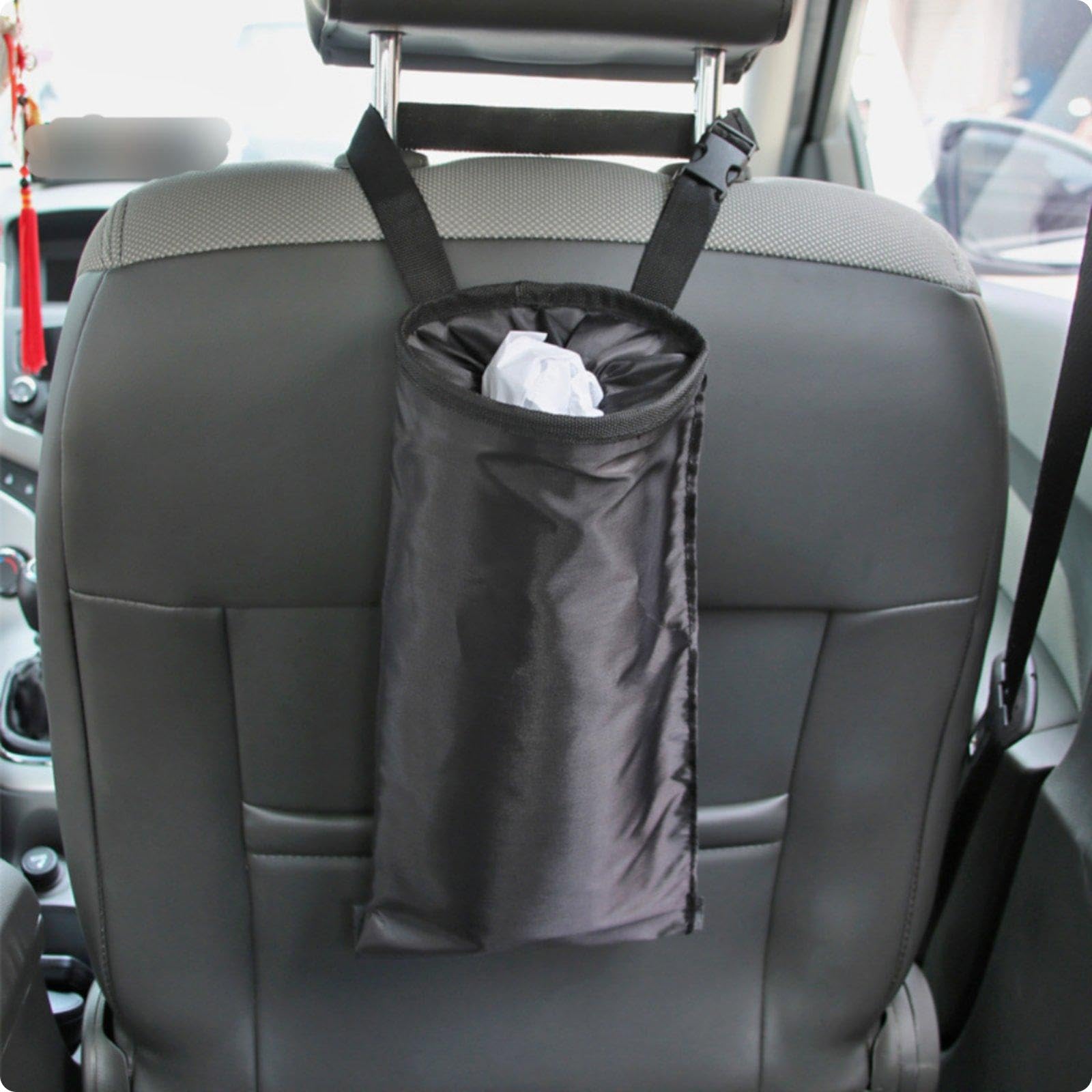 ZELPHORA Hanging Car Trash Bag SoftSided Foldable Car Trash Pouch Polyester Vehicle Storage 420D Thick Strap