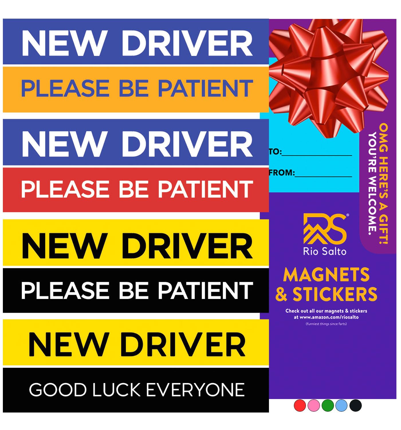Rio Salto 4-Pack Large New Driver Car Magnet Please Be Patient Magnet Permit Student Driver Magnets Cute Sticker Cool Prank Rook