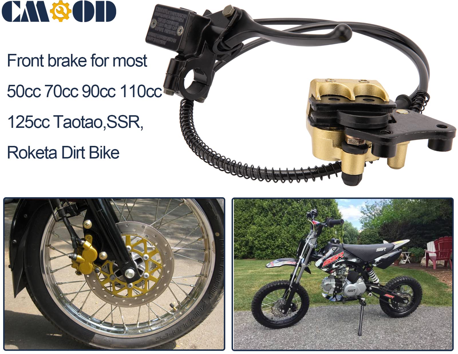 Front Disc Brake Master Cylinder Caliper Assembly For 50Cc 70Cc 90Cc 110Cc 125Cc Chinese Atv Ssr Dirt Bike Pit Bike Front Brake