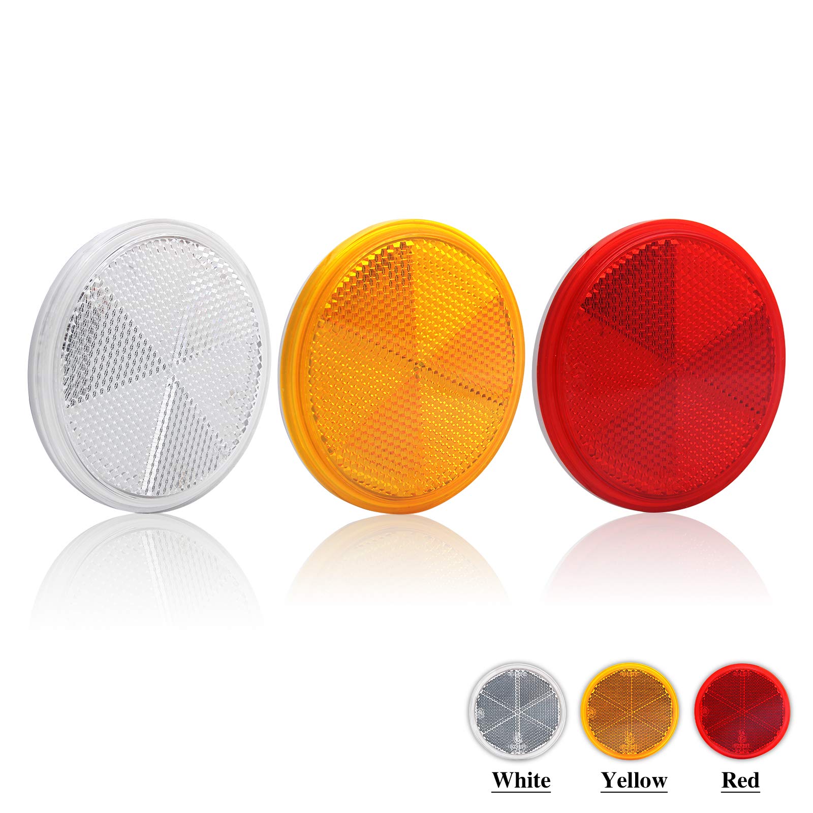 Mfc Pro 2Pcs 3.14 Inch Round Warning Reflectors For Car Truck Bike Boat Dock Trailer Van Lorry Bus Caravan (White, 80Mm / Screw