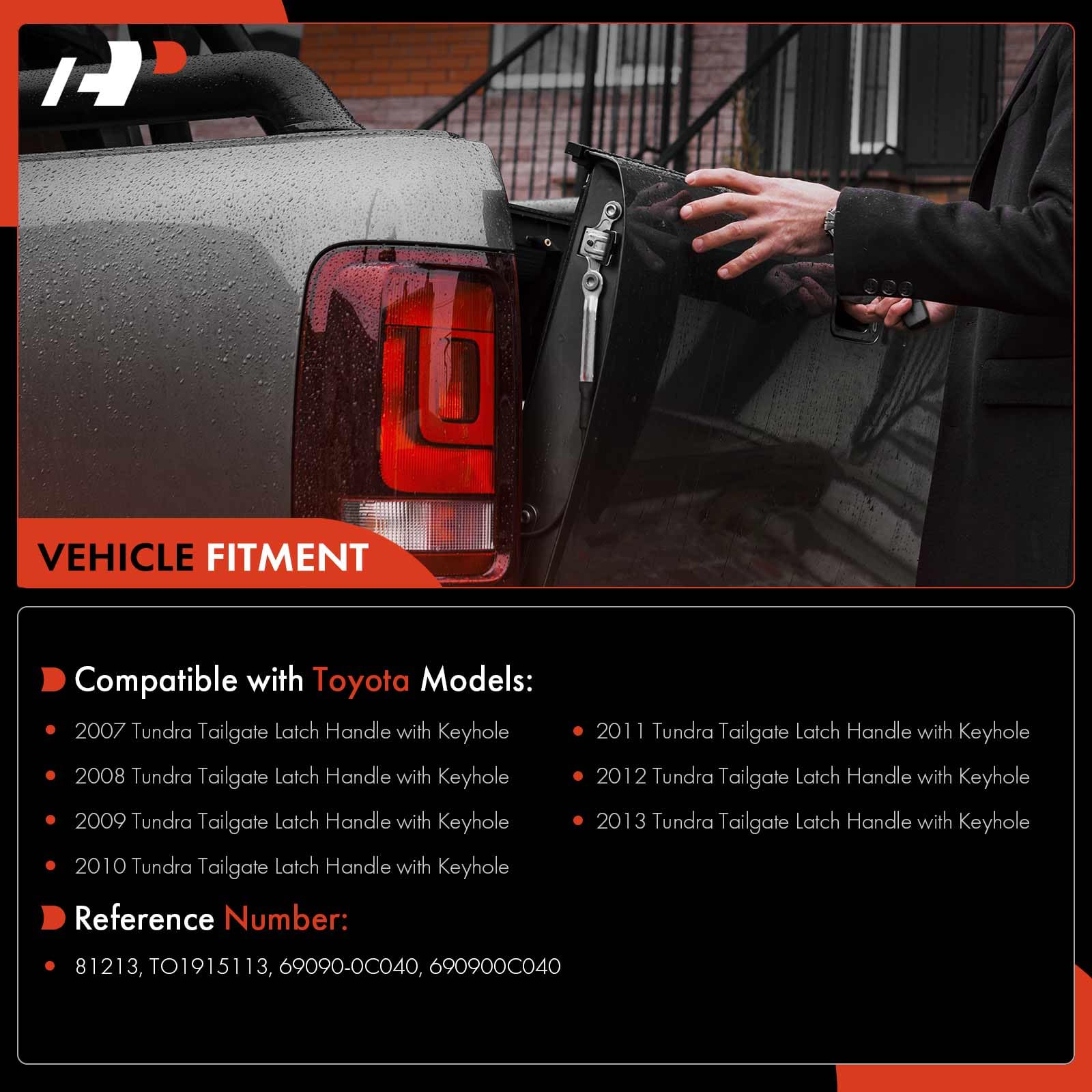 A-Premium - Tailgate Handle Liftgate Latch Handle with Keyhole - Compatible with Toyota Tundra 2007-2013 - Textured Black - Repl