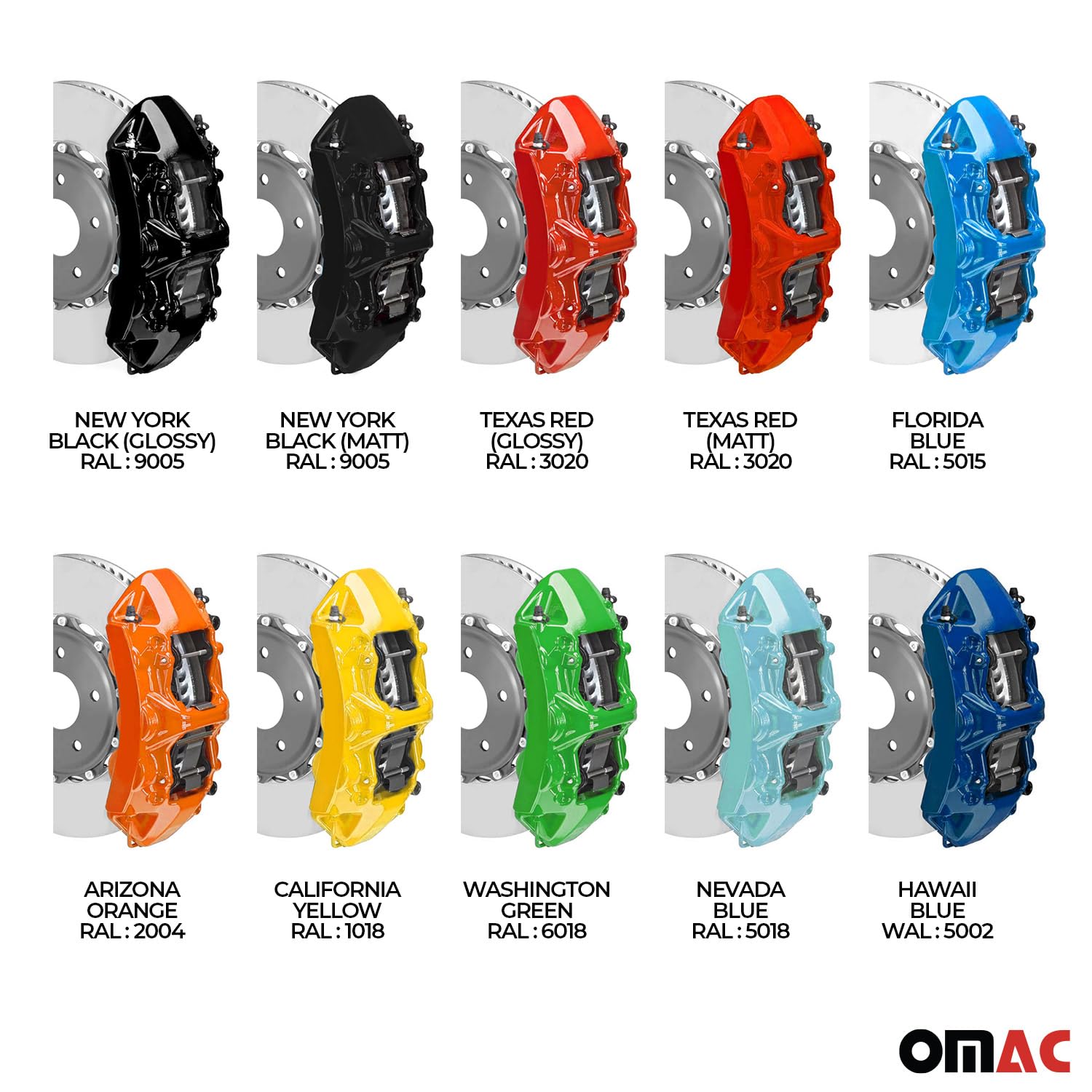 Omac Brake Caliper Epoxy Based Car Paint Kit Florida Blue Glossy High-Temp
