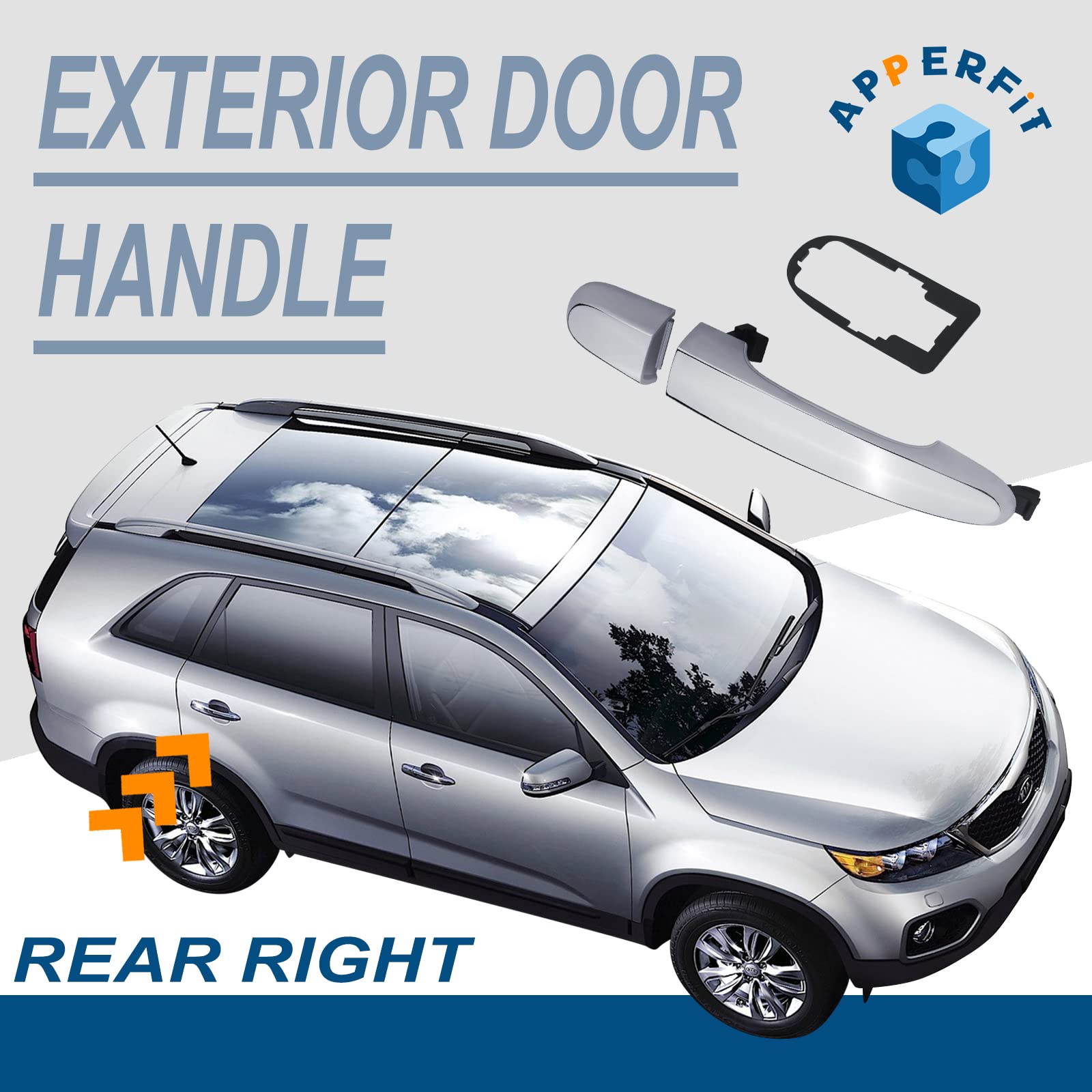 APPERFiT Exterior Door Handle Compatible with Kia Sorento 2011 2012 2013 2014 2015 2nd Gen Rear Right Passenger Side Replaces 82