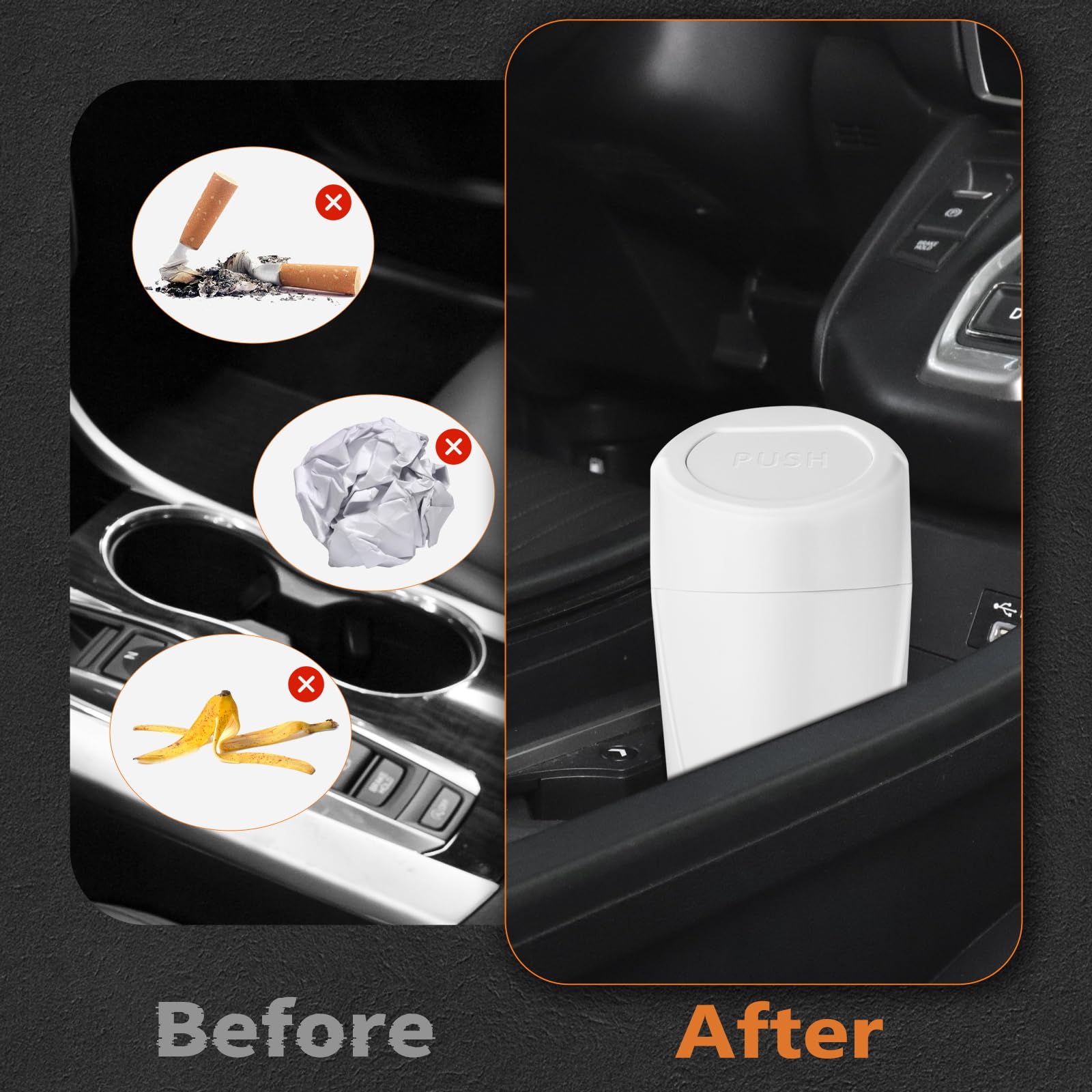 Xiaoniu Car Trash Can With Lid, Leakproof Garbage Can With 40 Attached Trash Bags, Mini Essential Car Accessories For Interior F