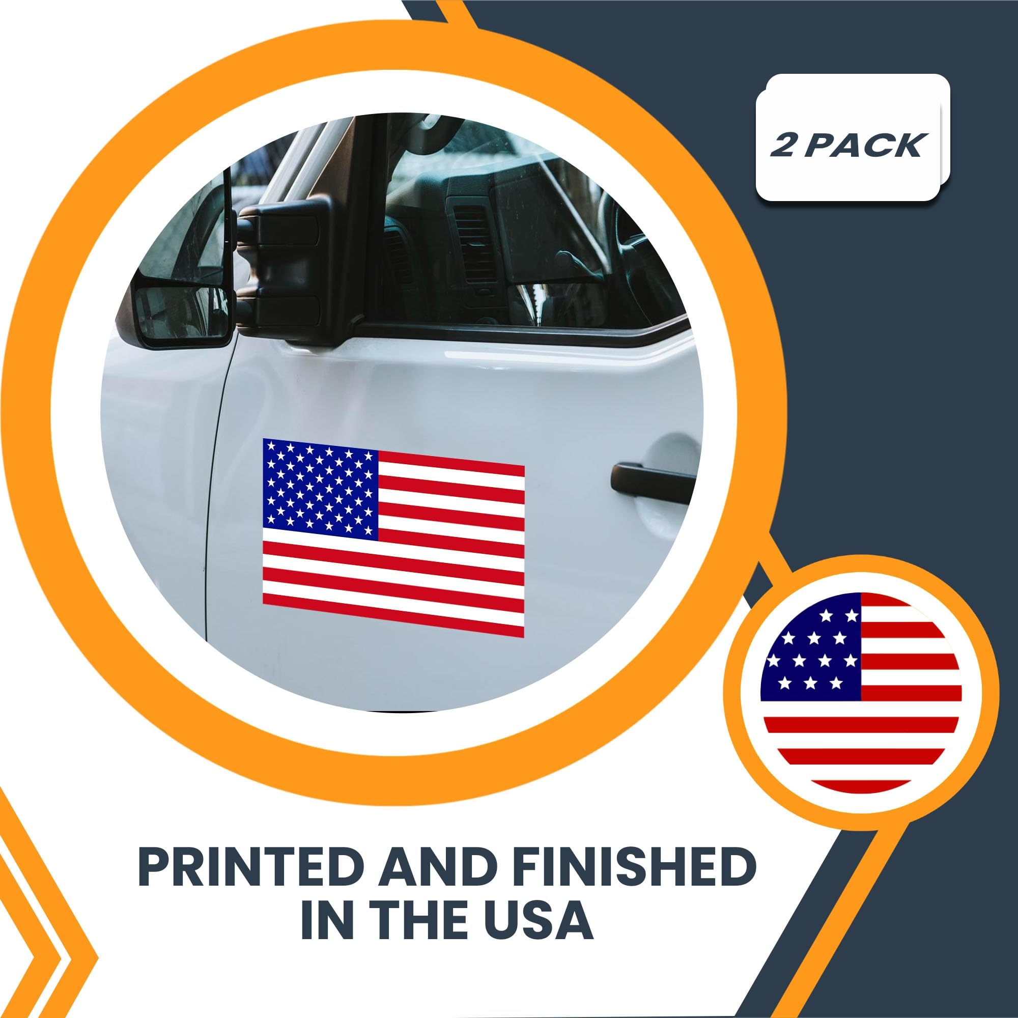 Magnet Me Up American Flag And Reversed American Flag Automotive Magnets, 7X12 Inches, Opposing 2 Pack, Heavy Duty Magnetic Viny