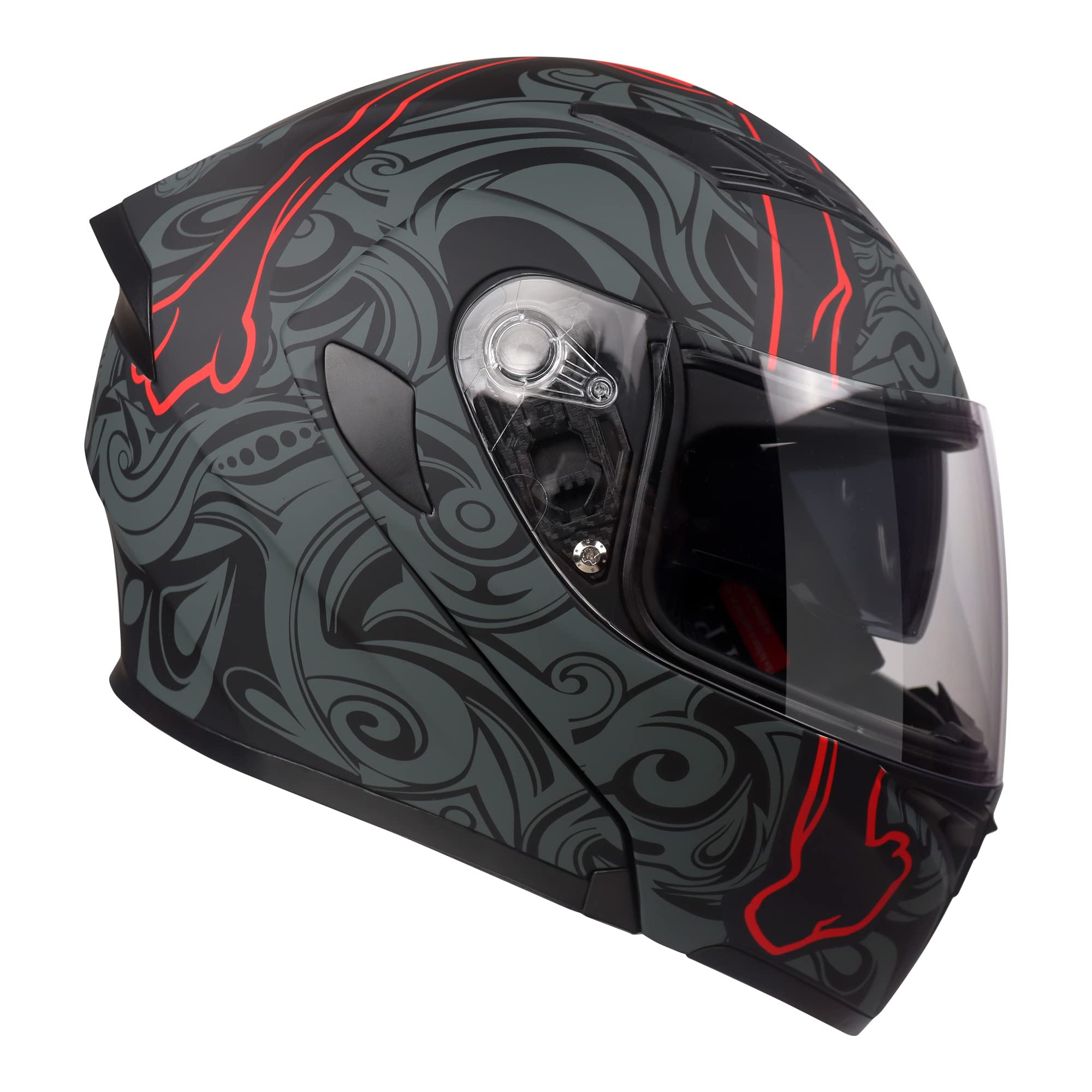 KYPARA Dual Visor Modular Full Face Helmet, DOT Certified, Large, Multi-Color, Model Lucifer, ABS Material