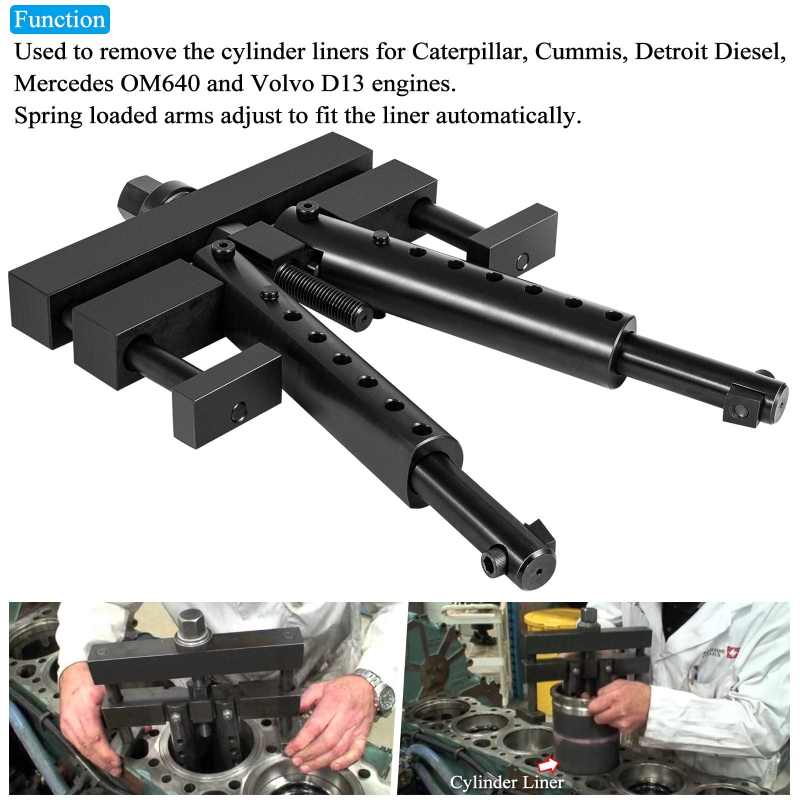 Universal Cylinder Liner Puller Assembly - Heavy Duty Diesel Engine Cylinder Liner Puller Used For Mack Cummins Cat On Wet Liner