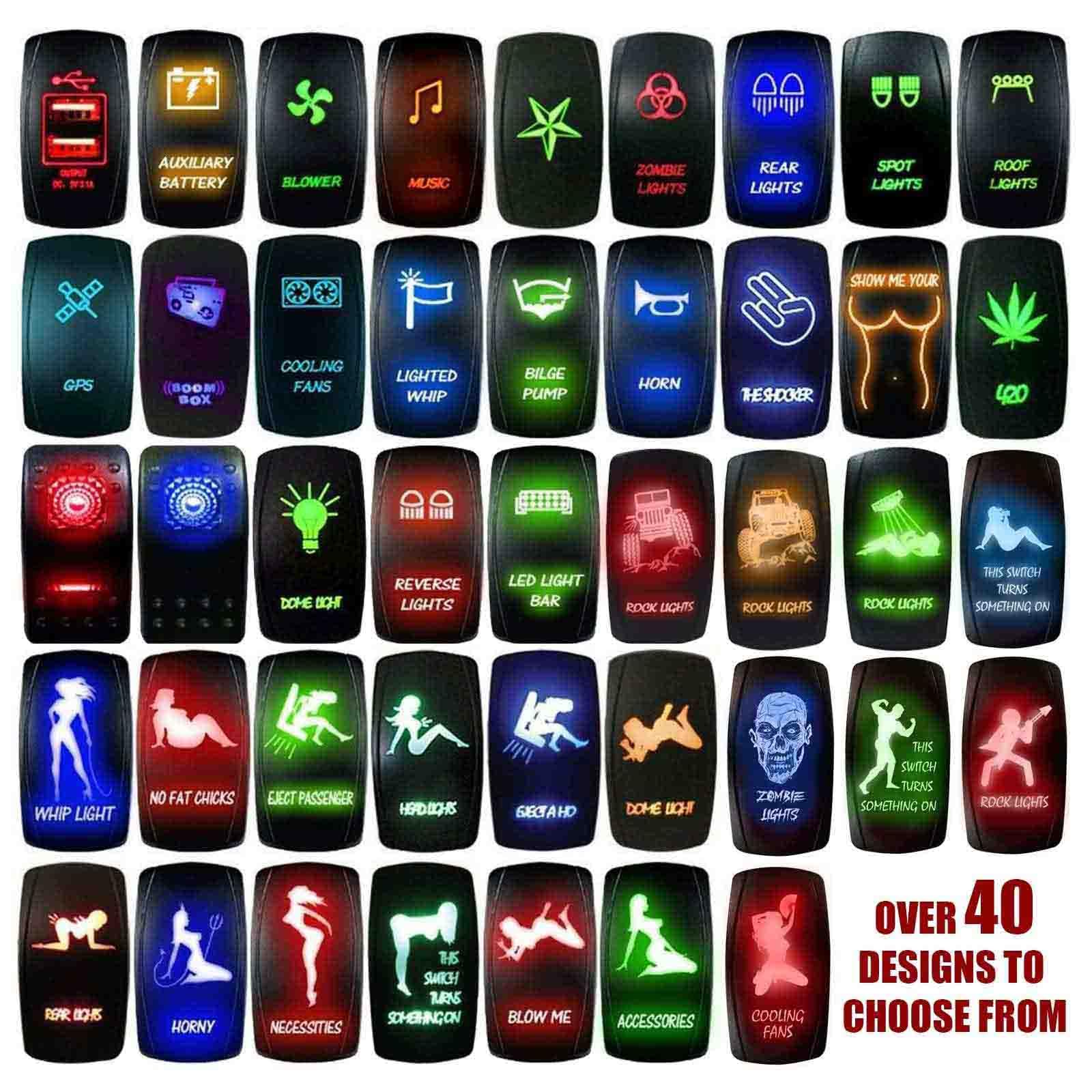 50 Caliber Racing Rocker Switch Momentary/Off Led Backlit -Horny- Utv, Auto, Boat 20A 12V (5359A45Red)