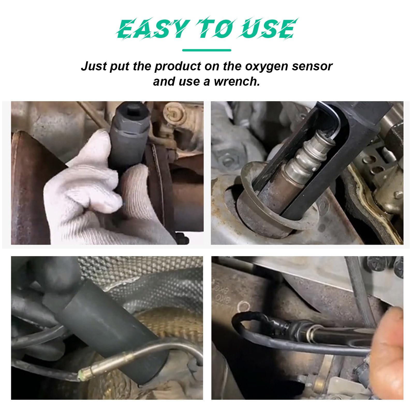 Suvnie Oxygen Sensor Socket with Side Wire Cutout, 1/2 Inch Drive by 7/8 Inch 6-Point O2 Sensor Wrench Removal Tool, Offset Car