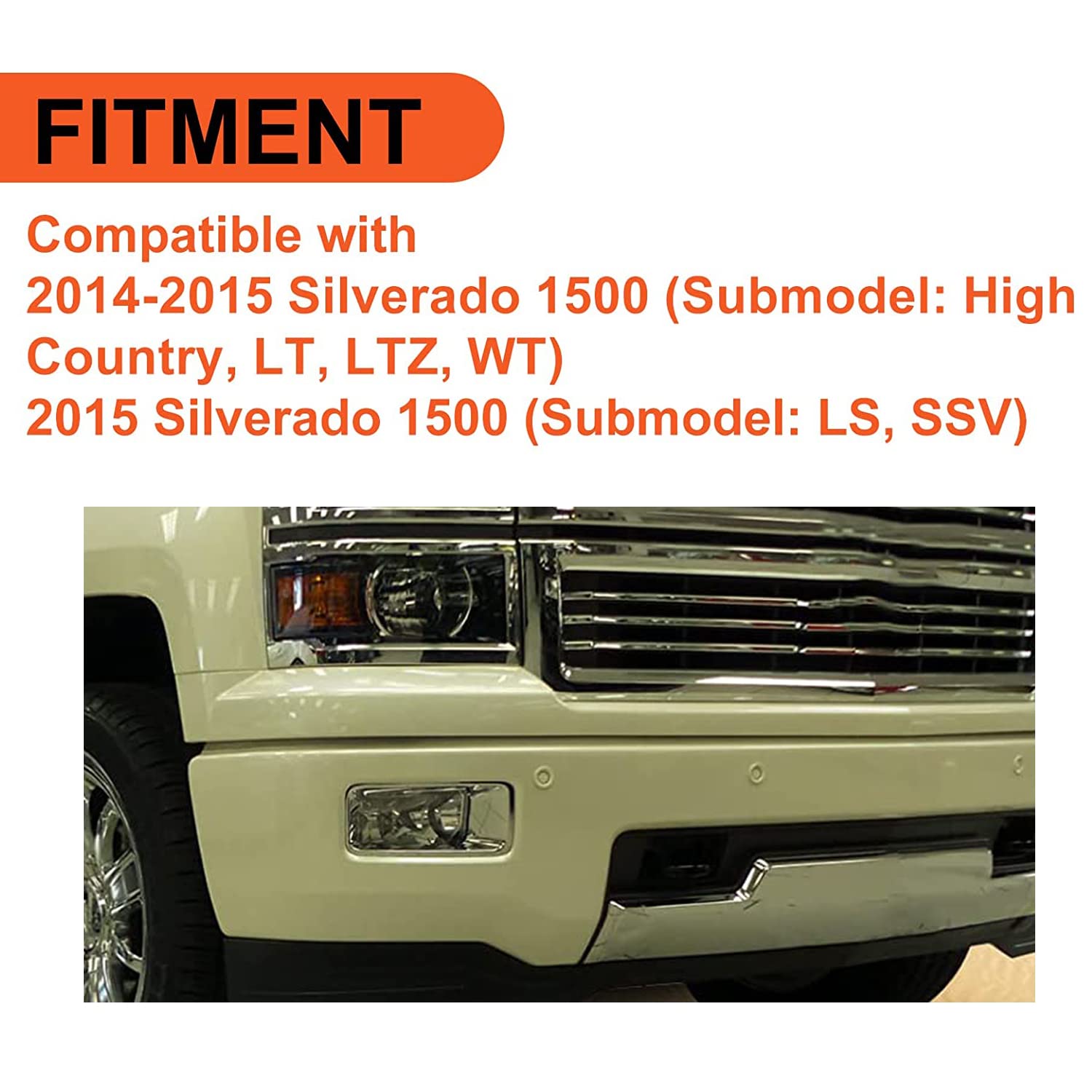 ECOTRIC Front Lower Valance Panel Air Dam Bumper Deflector for 2014-2015 Silverado 1500, Black, Plastic, Model AP-047