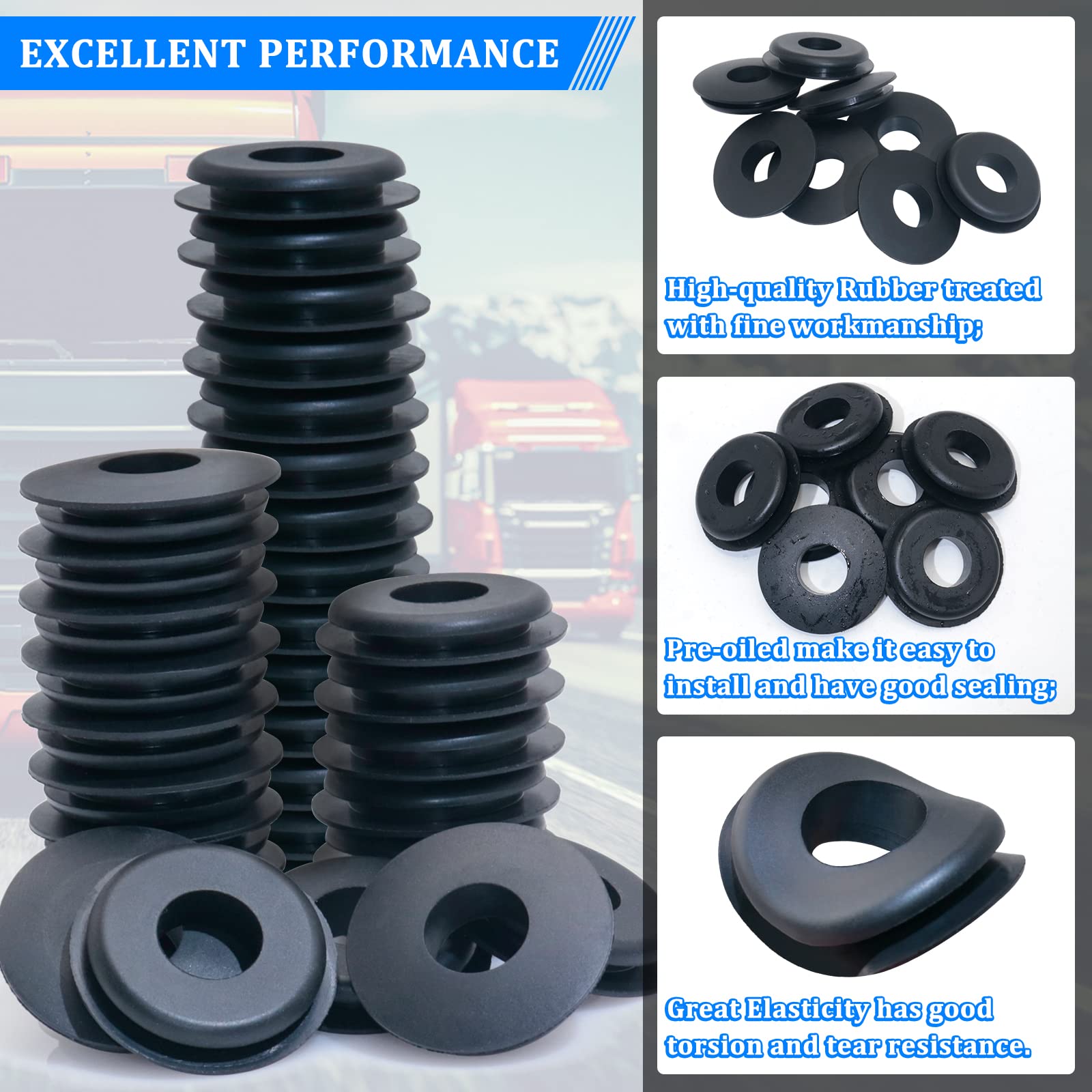 Yiachuii 20 Pcs Glad Hand Seals, Yiachuii Black Rubber Glad Hand Seals For Semi Trucks 10028