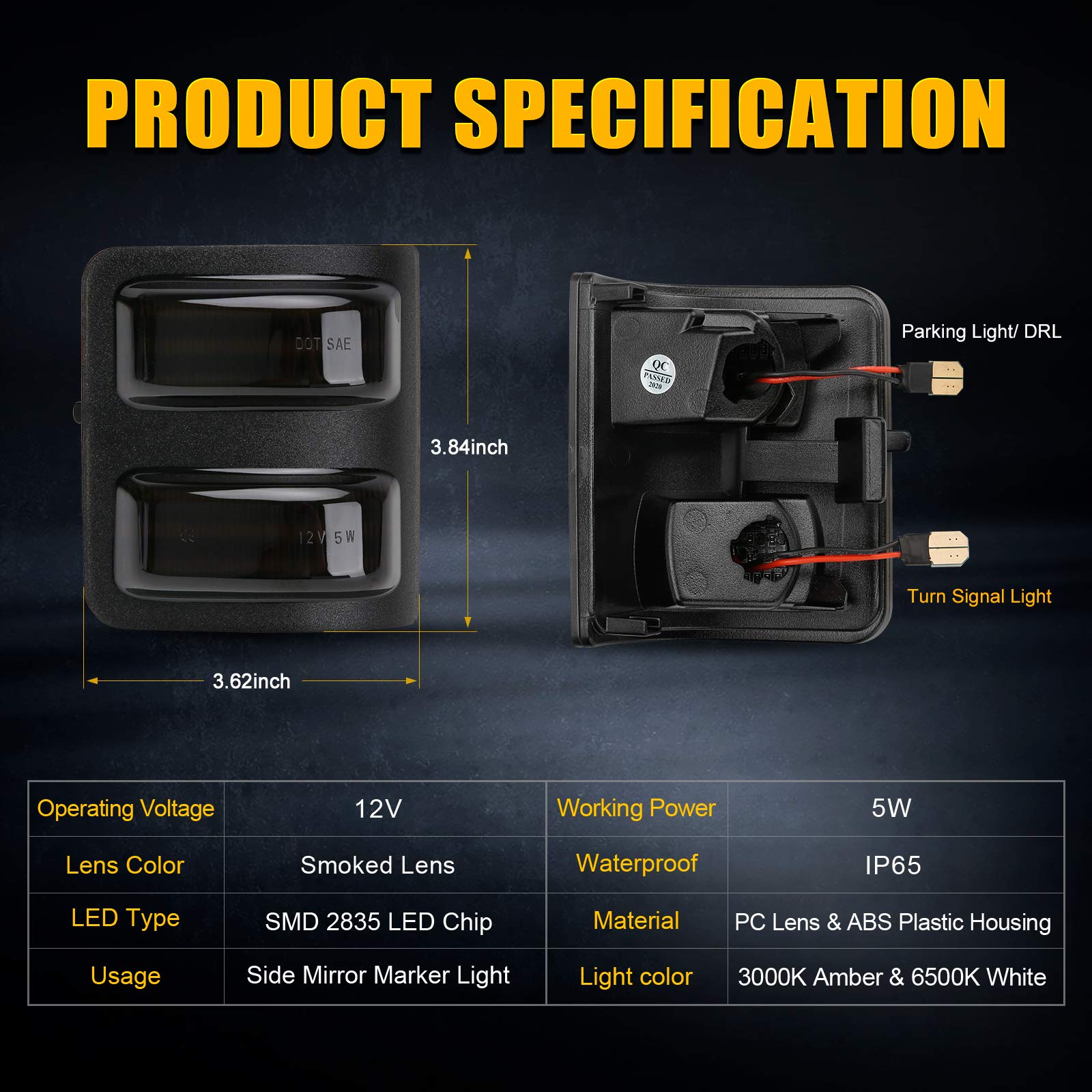 SUPAREE LED Sequential Side Mirror Marker Light - Turn Signal for 2008-2016 F250 F350 F450 F550 Super Duty