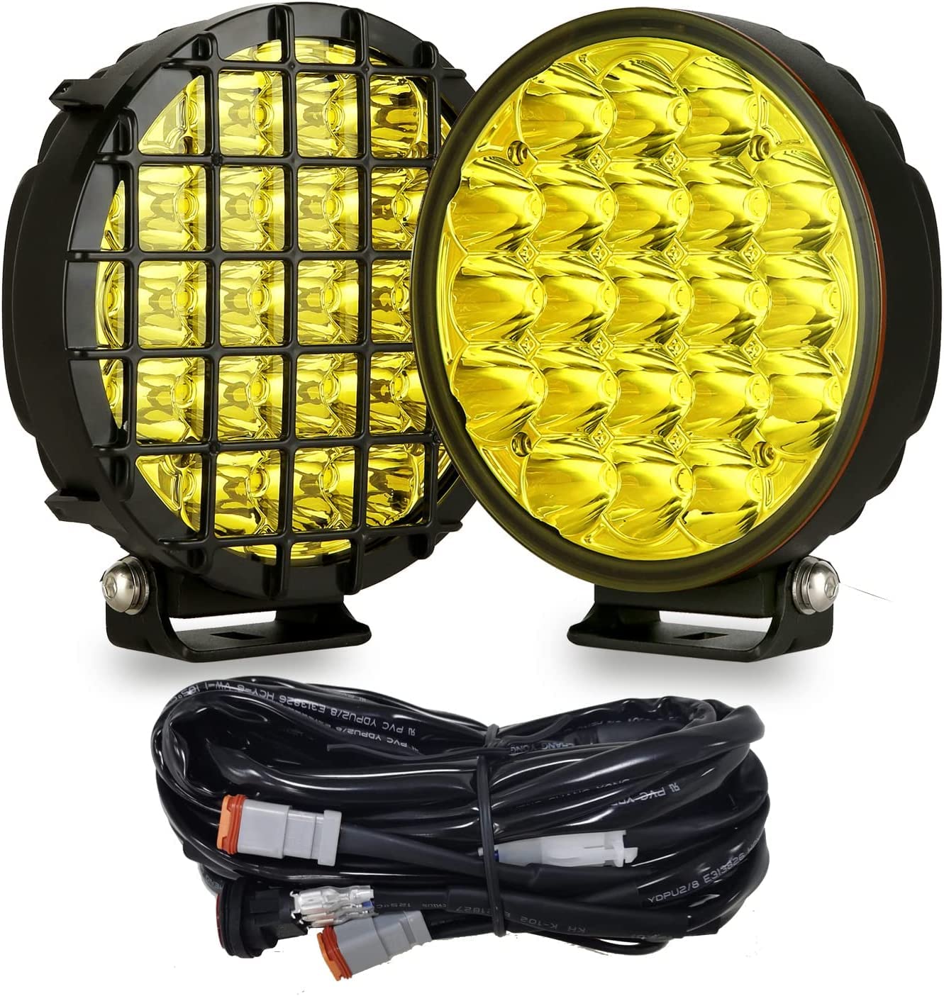 BIGLIONX 6-Inch Amber LED Offroad Lights - 2pcs Waterproof Driving Fog Lights, 210W, 32000LM for Trucks, ATV, UTV, SUV