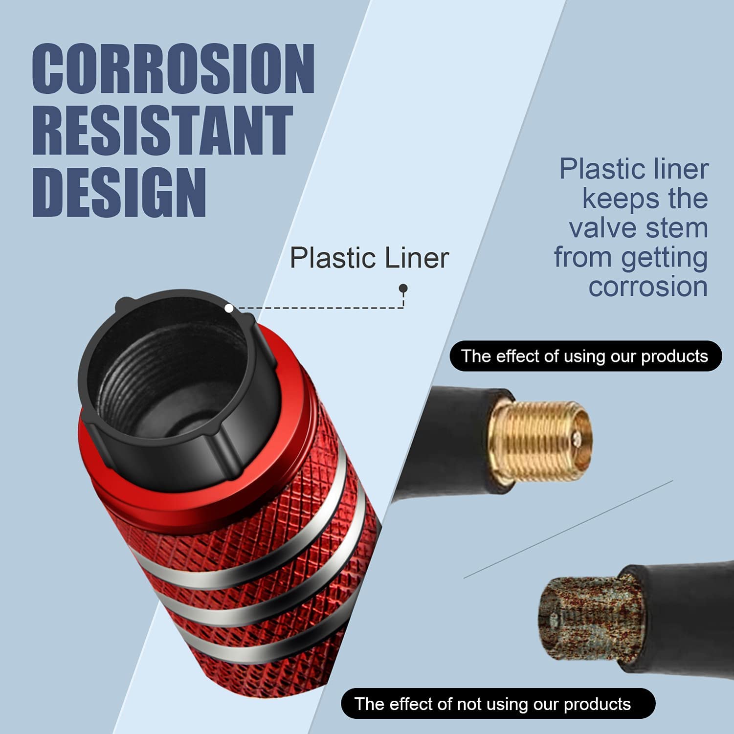 Tire Valve Stem Cap Cover - (5 Pack) Tire Air Cap Metal With Plastic Liner Corrosion Resistant Leak-Proof Halloween Pumpkin Car Decoration Accessories Red