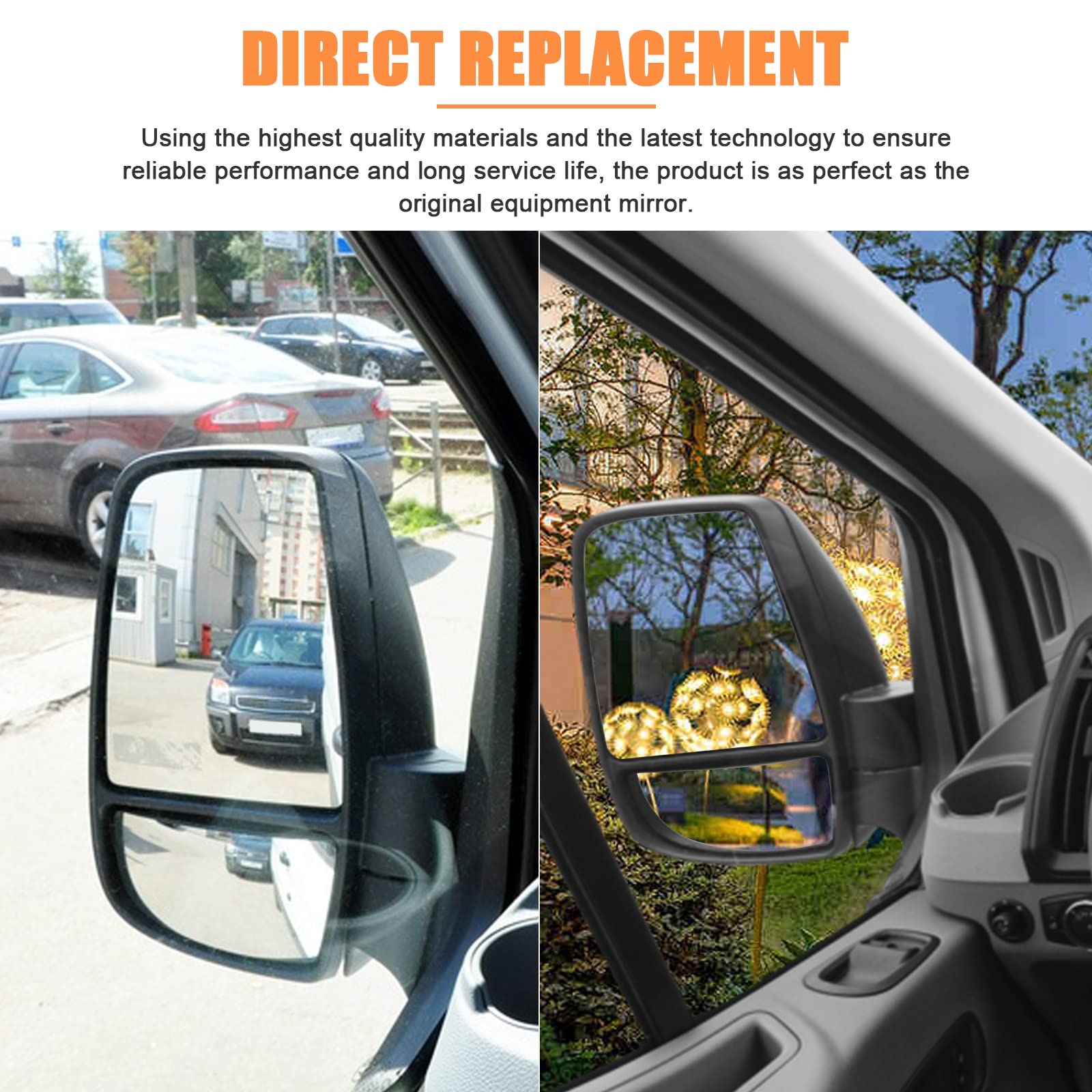 Lhcdqskcw Compatible With Ford Transit T150 T250 T350 2015 2016 2017-Up Driver Left Side Mirror Glass, Lower Tow Mirror With Bac