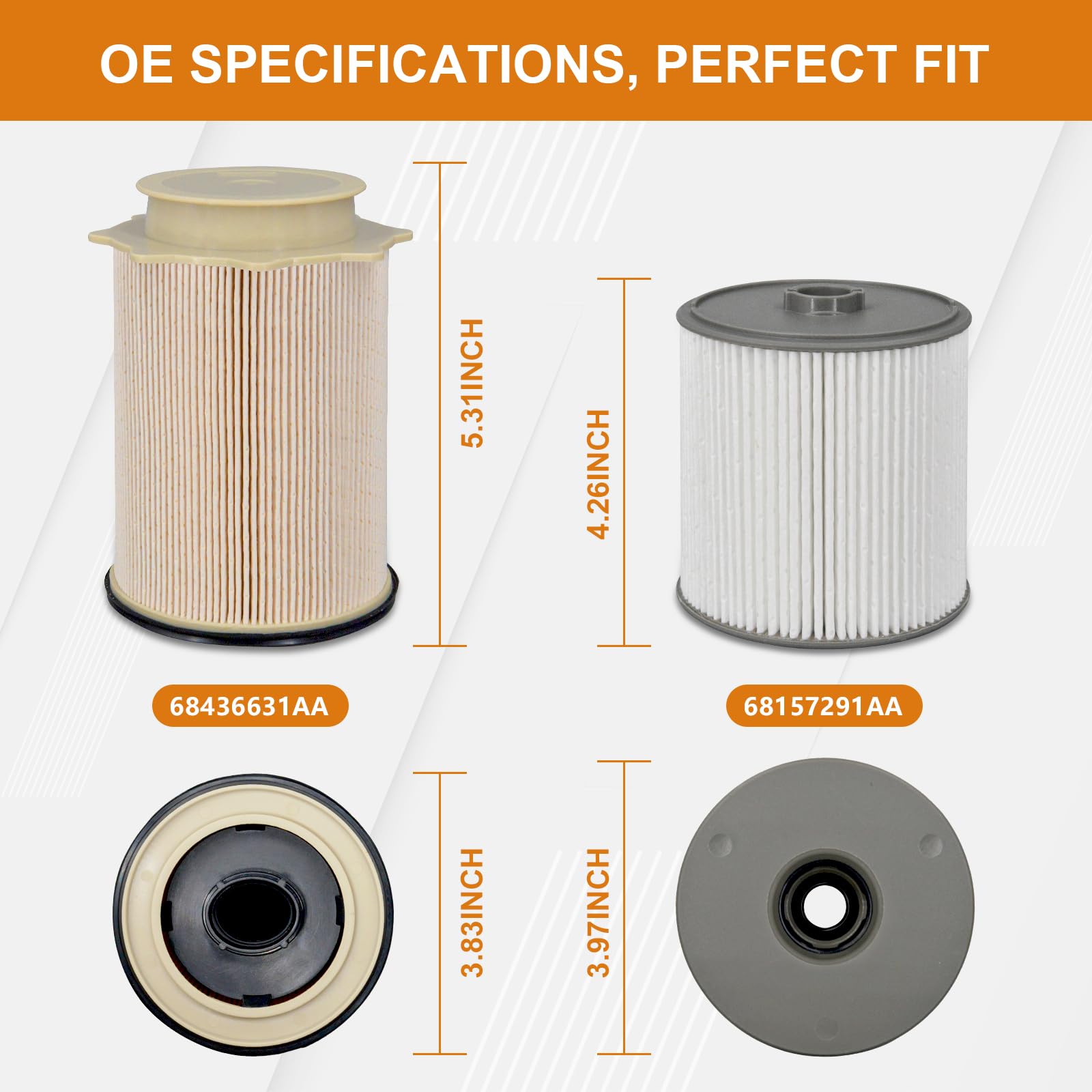 Marsram Fuel Filter for Ram 2500 3500 4500 5500 6.7 Cummins Diesel, Fuel Filters fit for 2019 2020 2021 2022 2023 Dodge Ram, 2 S