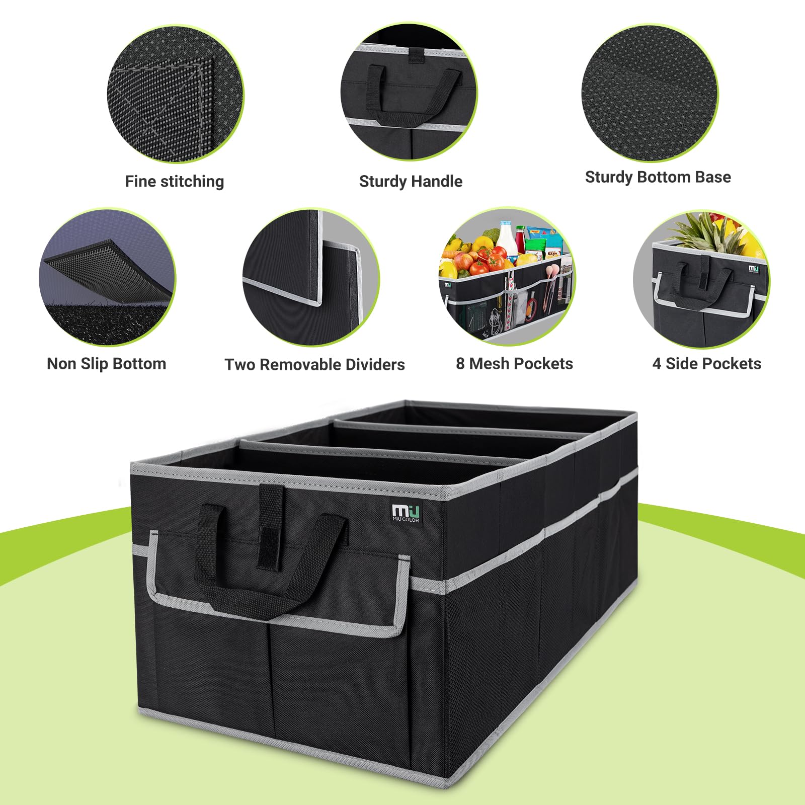 Miu Color Trunk Organizer For Suv (Black Gray, Large)