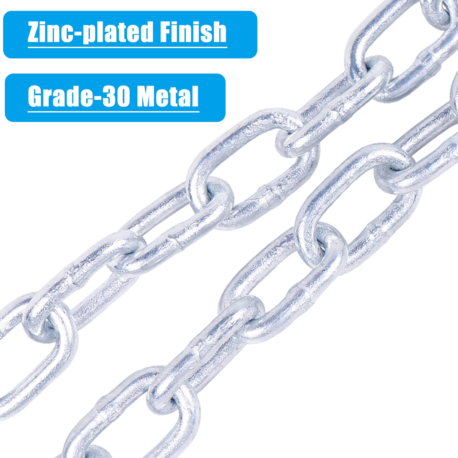 Tnyeobae 48 '' Trailer Safety Chain With 3/16 '' Spring Hook,Grade-30 Metal Safety Chain Kit 2000 Lbs(Pack Of 2)