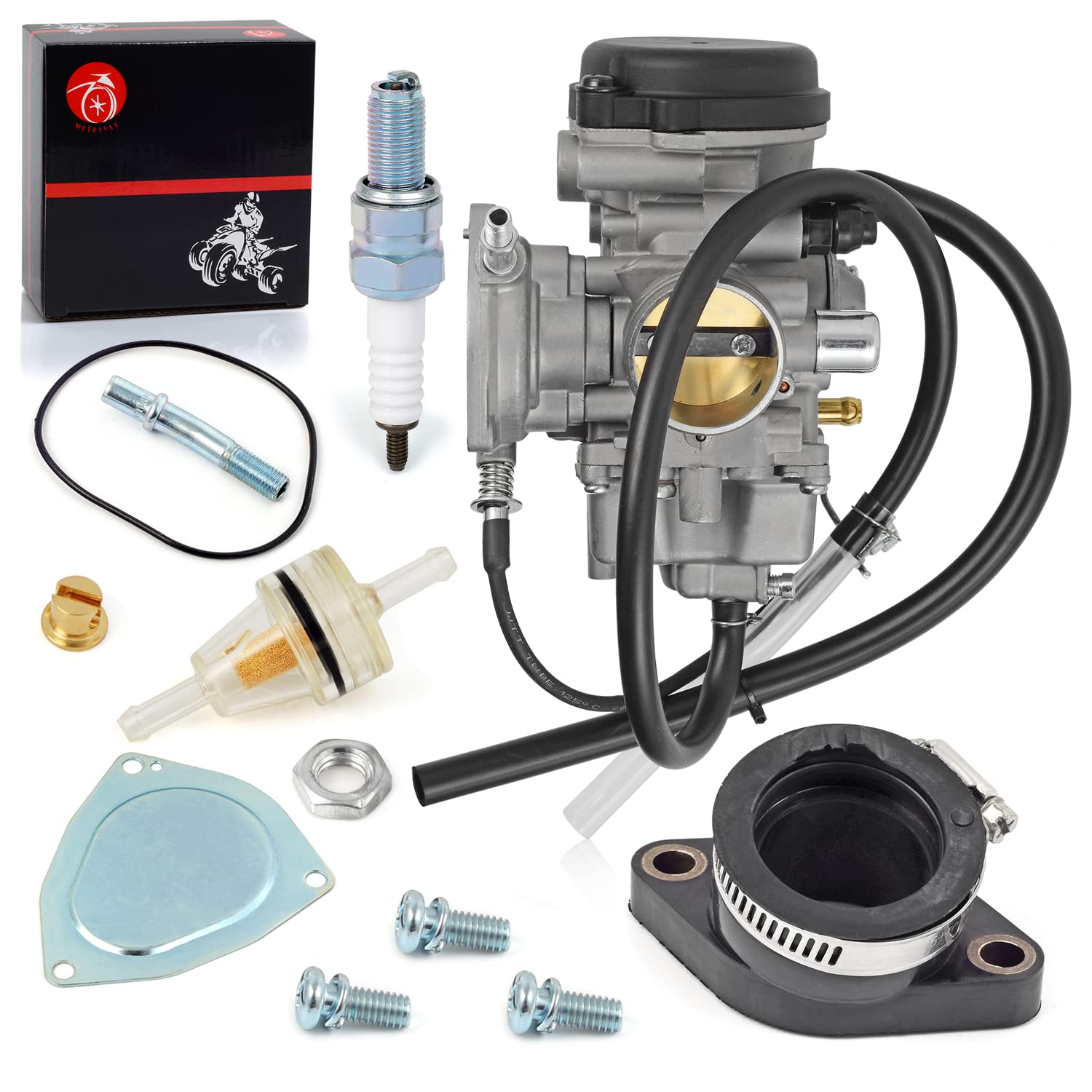 MOTO1988 Carburetor Carb & Intake Manifold Boot For YAMAHA 2007-2014 GRIZZLY 350 2004-2006 Bruin 350 2006-2009 Wolverine 350 Car
