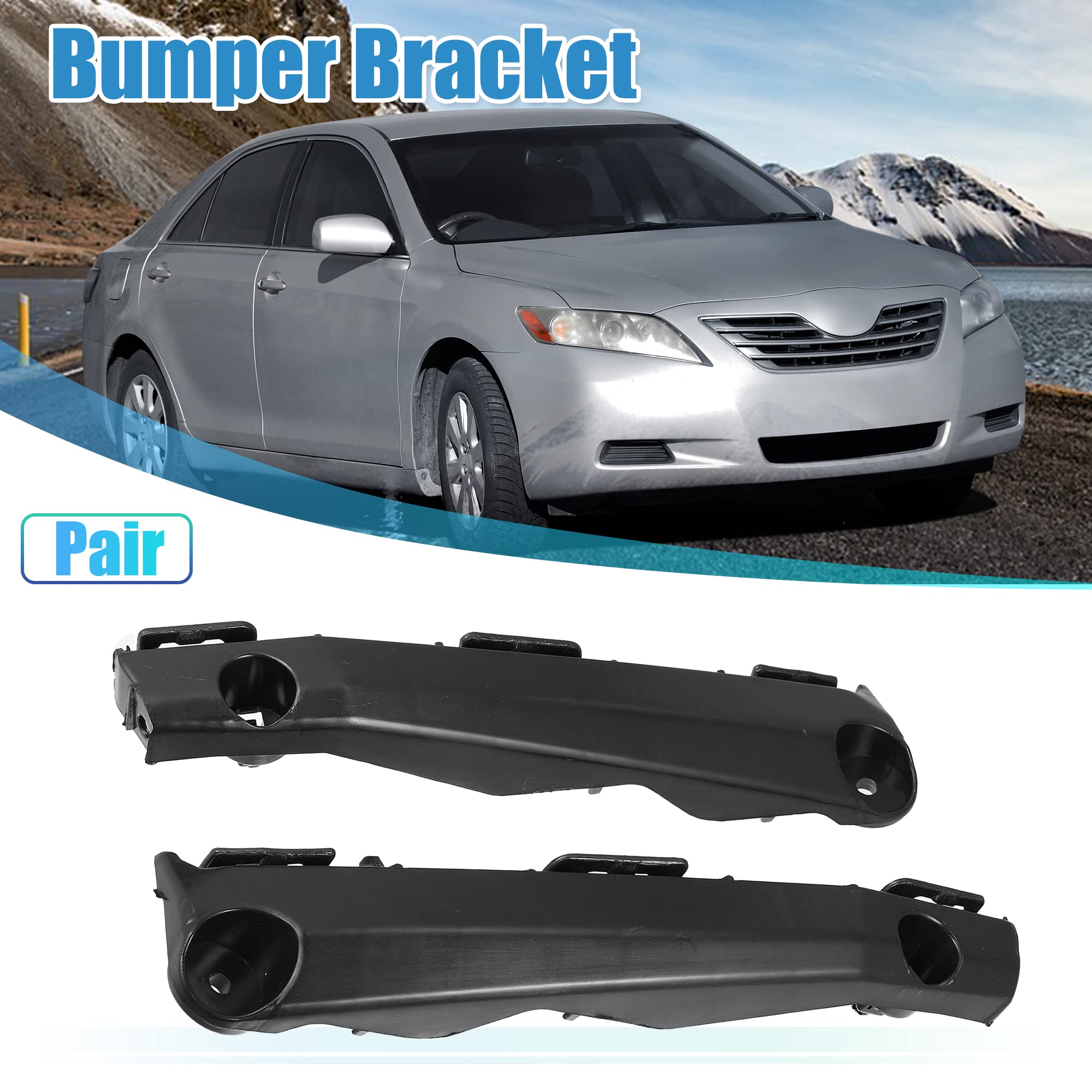X AUTOHAUX Front Bumper Bracket Retainer Support for Toyota Camry 2012-2015, Left & Right Pair, Black, OEM 5253606120 5253506130