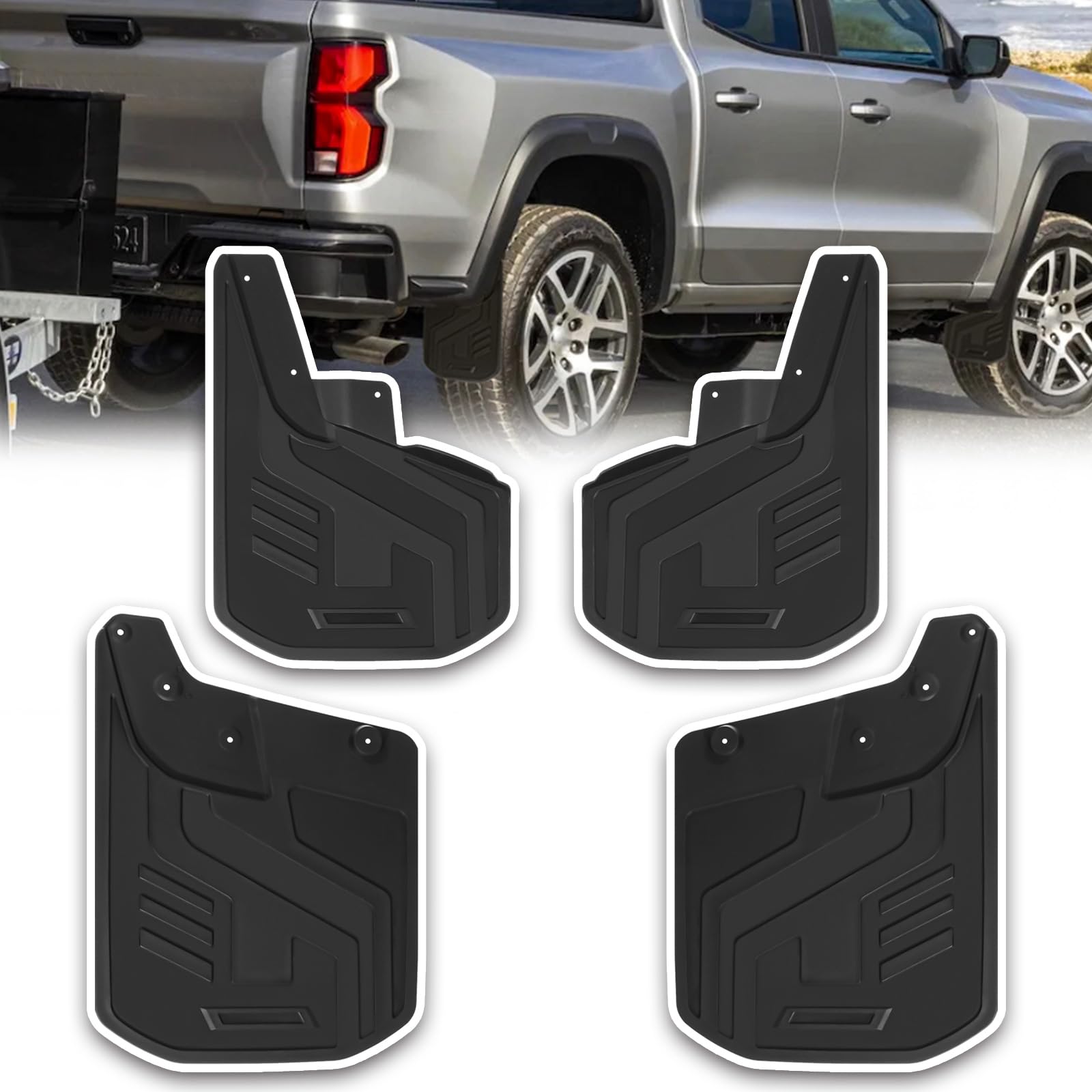 Hbzxqp Mud Flaps for Trucks Mud Guards Compatible with Chevy Colorado 2023 2024 with Fender Flare 4pcs Splash Guards Front & Rea