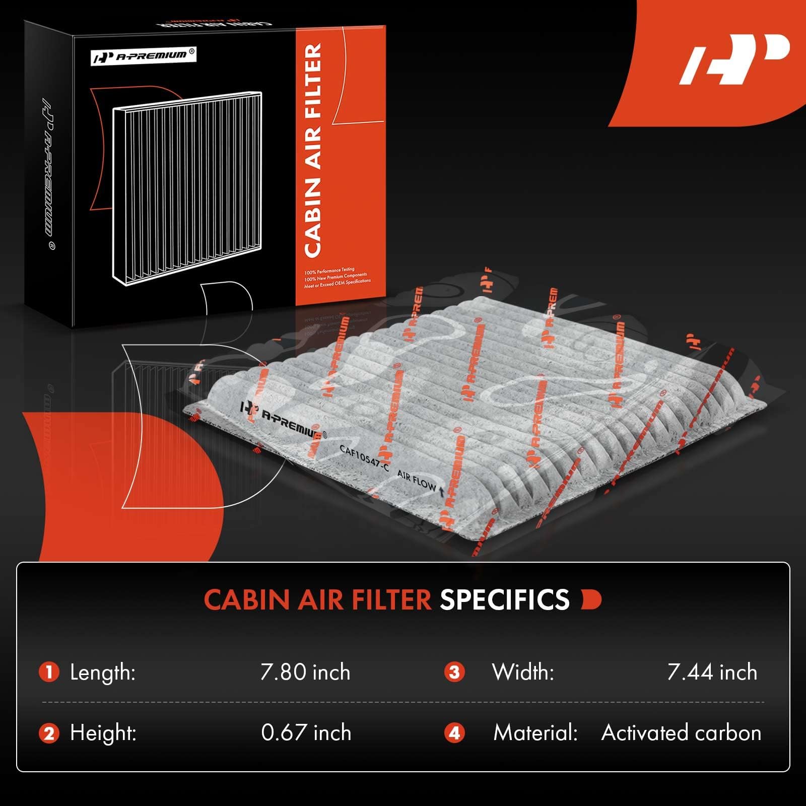 A-Premium Cabin Air Filter W/Activated Carbon Compatible With Ford, Lincoln & Mazda - Edge 2007-2014, Mks 2009, Mkx 2007-2015, M