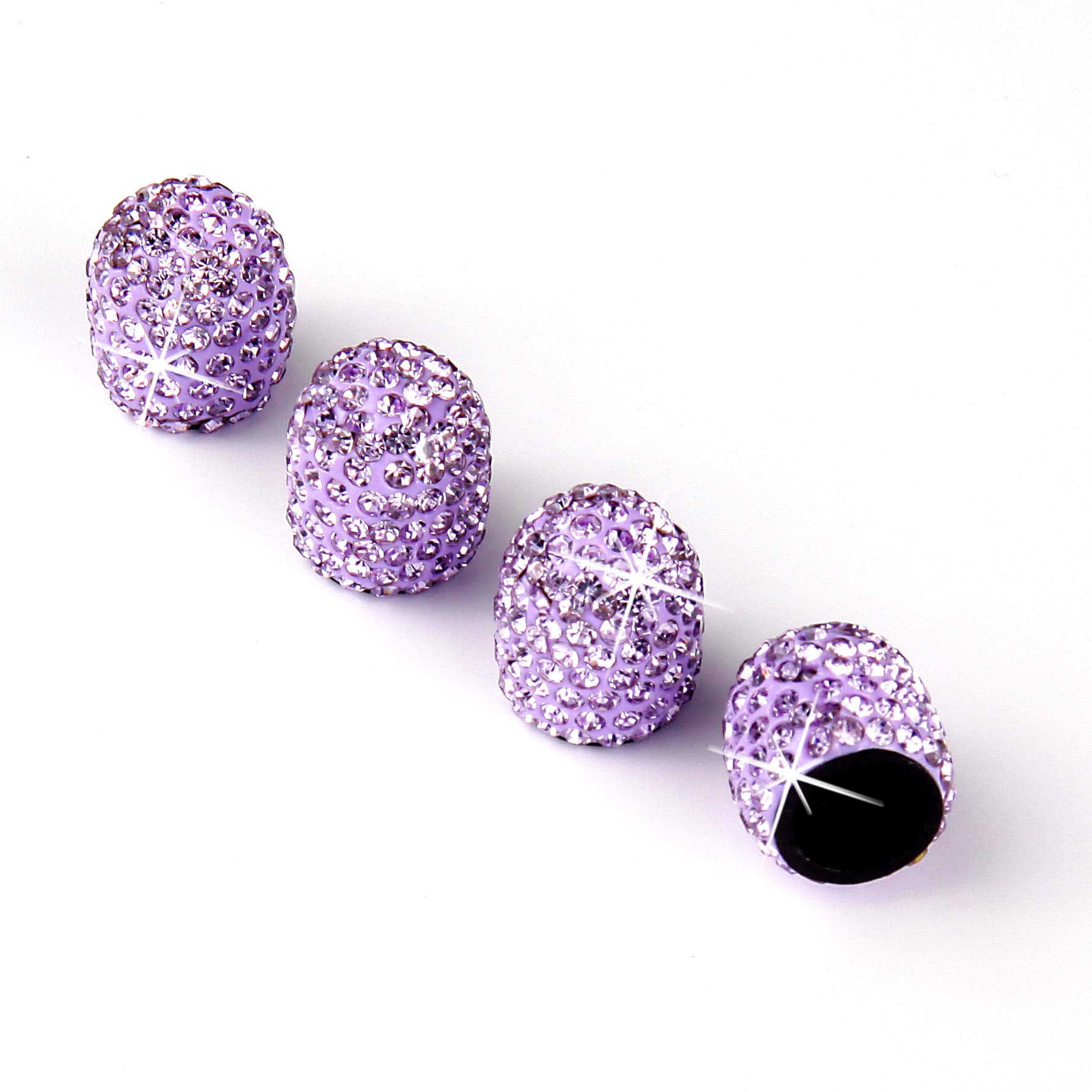 Justtop 4 Pack Handmade Crystal Rhinestone Car Tire Valve Stem Caps, Car Wheel Tire Valve, Attractive Dustproof Bling Car Accessories, Universal For Cars, Trucks And Motorcycles-Purple