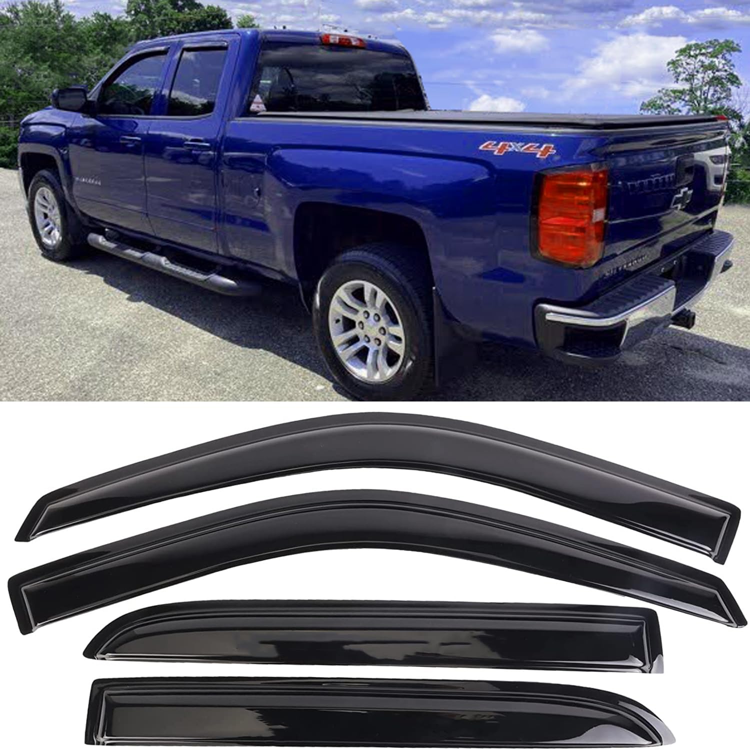 Rain Guards Window Visors Side Car Wind Deflectors For Truck 1999-2006 Silverado & Sierra 1500/2500/3500/2500 Hd Extended Cab,07