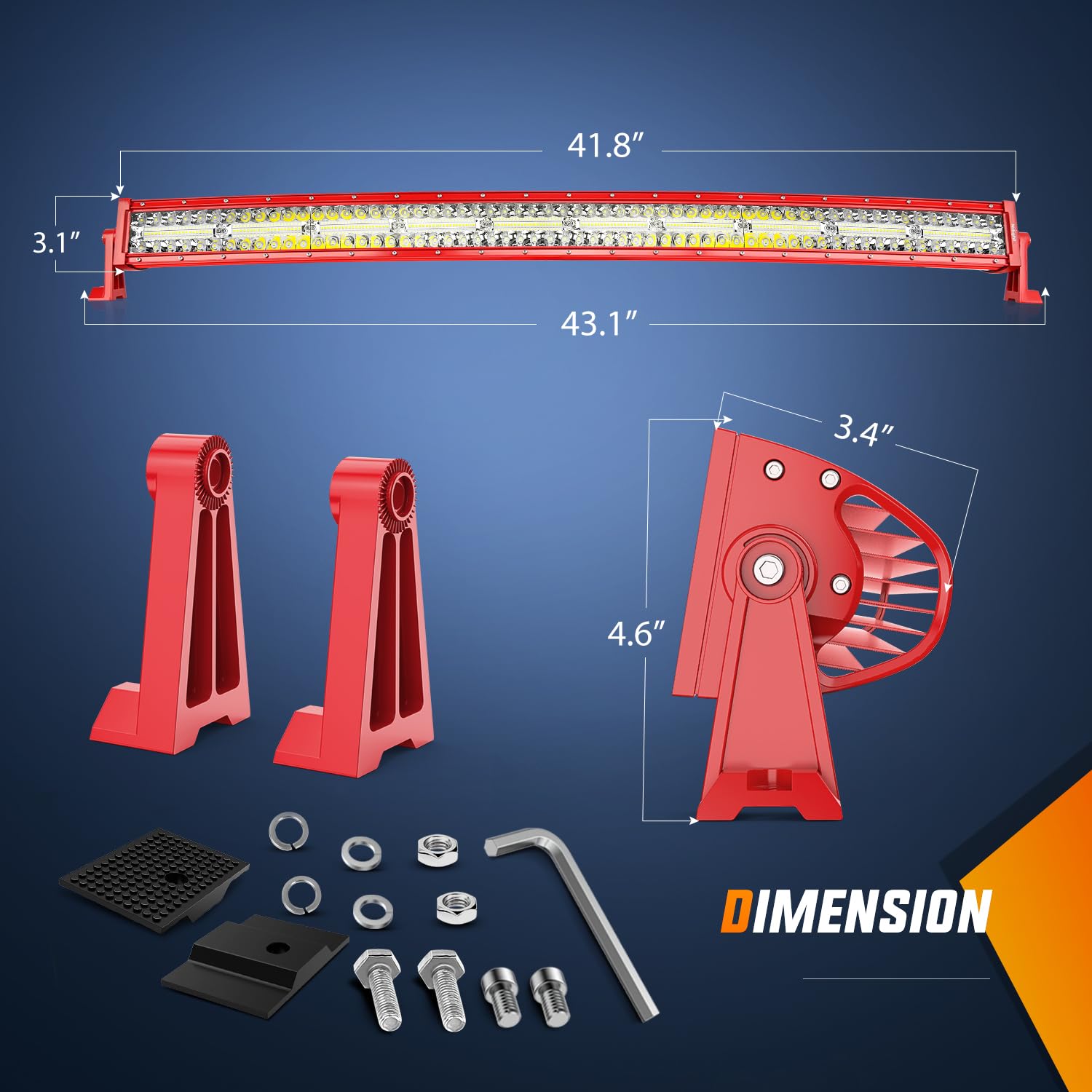 Nilight 42 Inch LED Light Bar - Triple Row Spot Flood Combo, Red Shell, Aluminum, Model ZH807 for Off-Road Truck, ATV, UTV, Boat Lighting