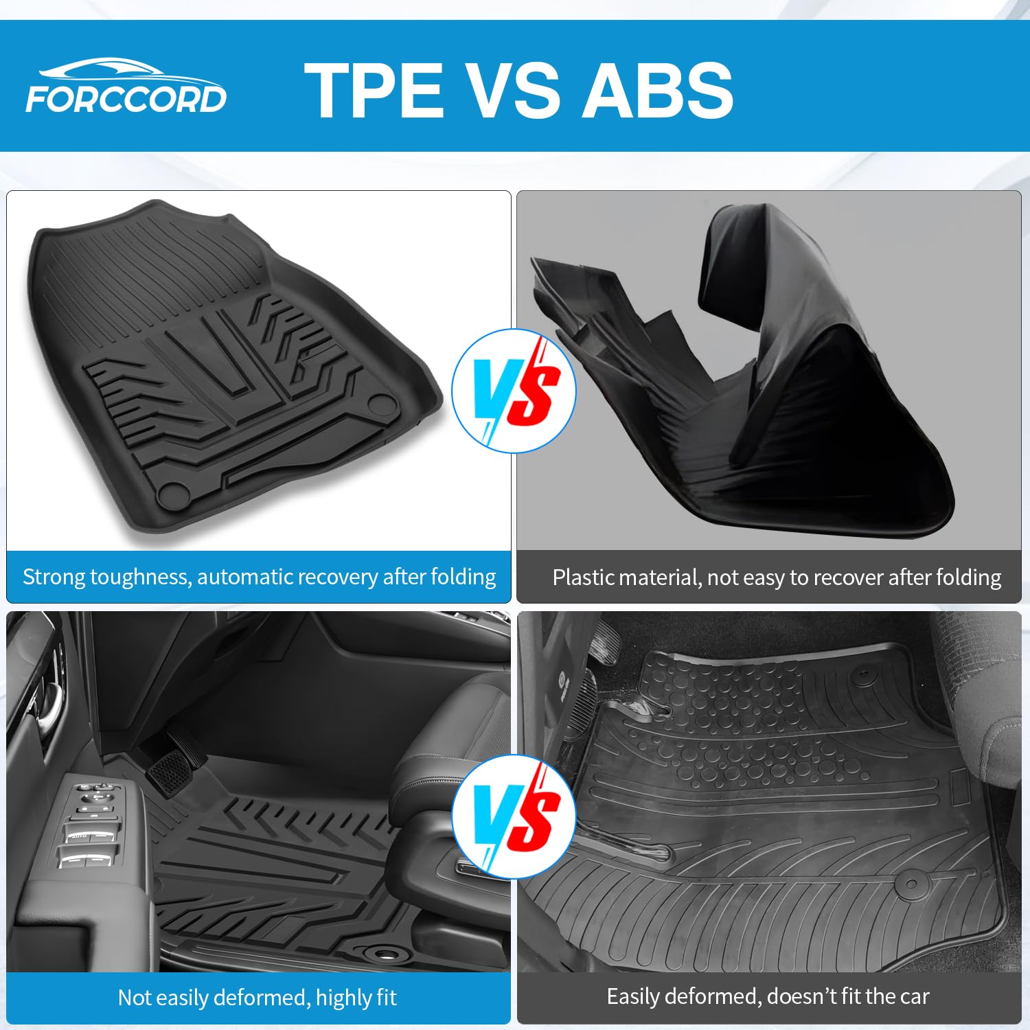 Forccord Custom Fit For Floor Mats Honda Crv 2023 2024 2025 (Include Hybrid) All Weather Protection Tpe Black Heavy Duty Non-Sli
