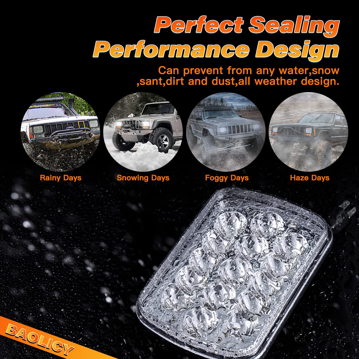 Baolicy 5X7 7X6 H6054 Led Headlights Dot Approved Hi/Low Sealed Beam H6052 H5054 Rectangular Head Light 2Pcs 45W For Xj Yj Mj To