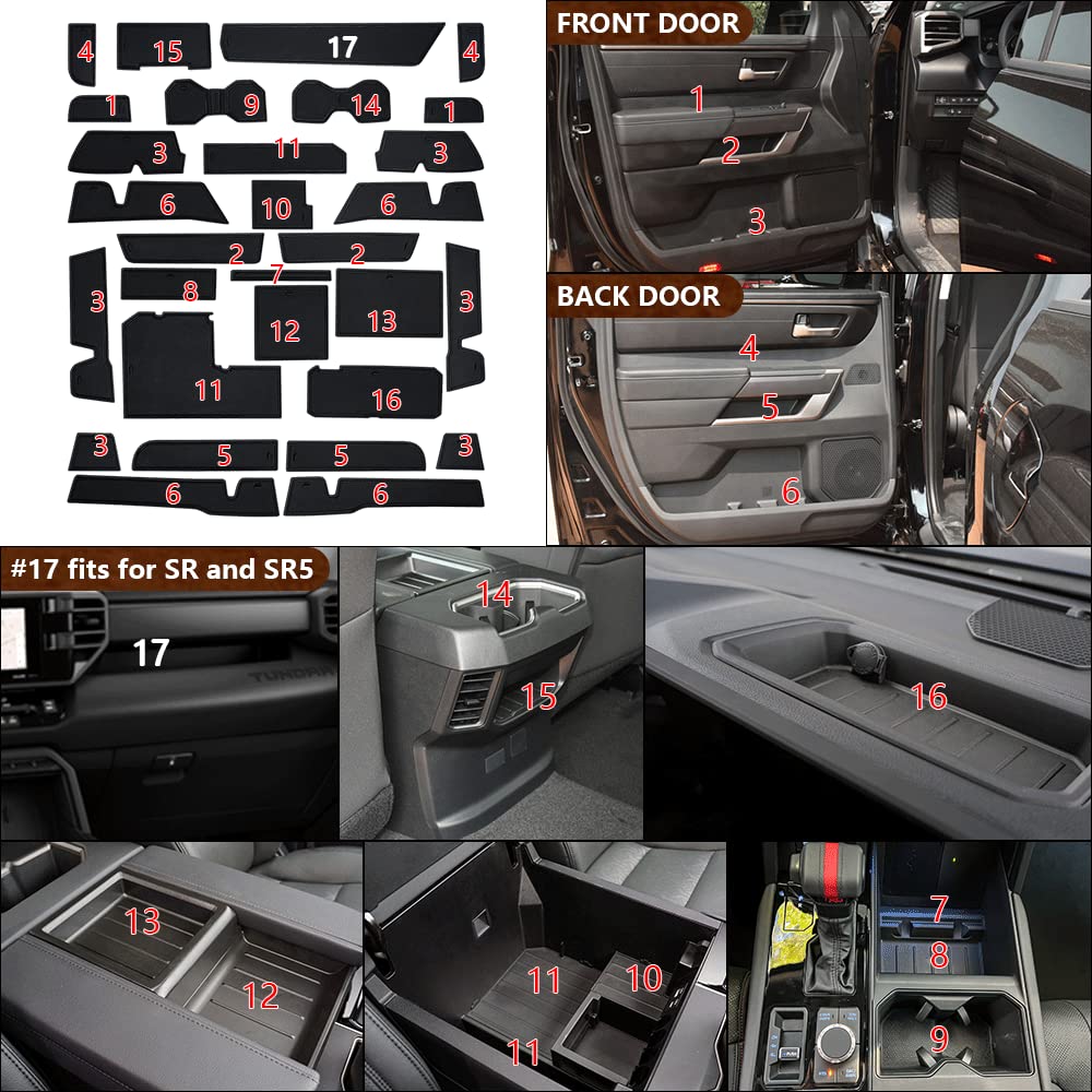 Muslogy Tundra Cup Holder Inserts Set, 30 Pcs Premium Non-Slip Liners, Black, Compatible with 2022-2024 Models, Durable PVC Material