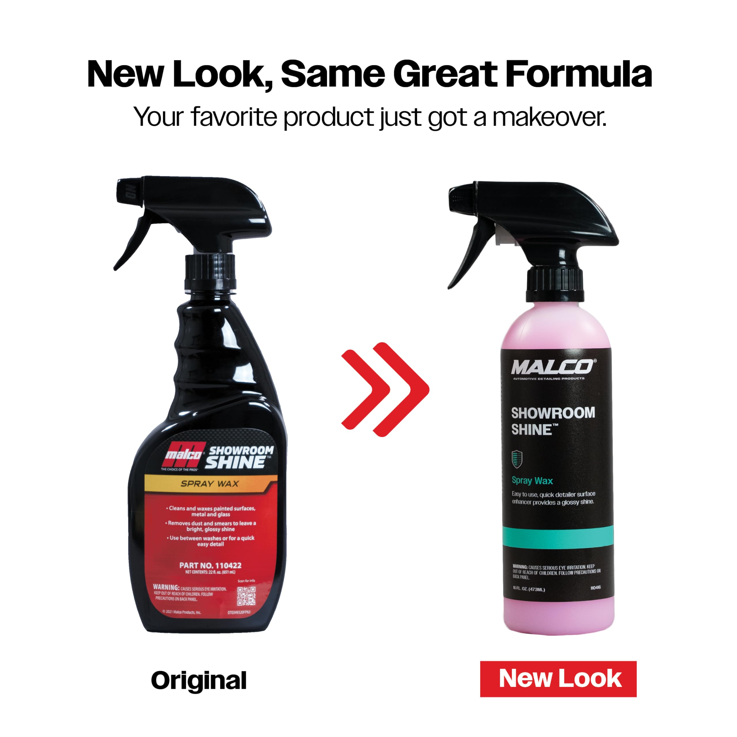 Malco Showroom Shine Spray Car Wax - Easy to Use Instant Detailer, 16oz, Model 110416, Cleans and Waxes Metal, Glass, and Painted Surfaces