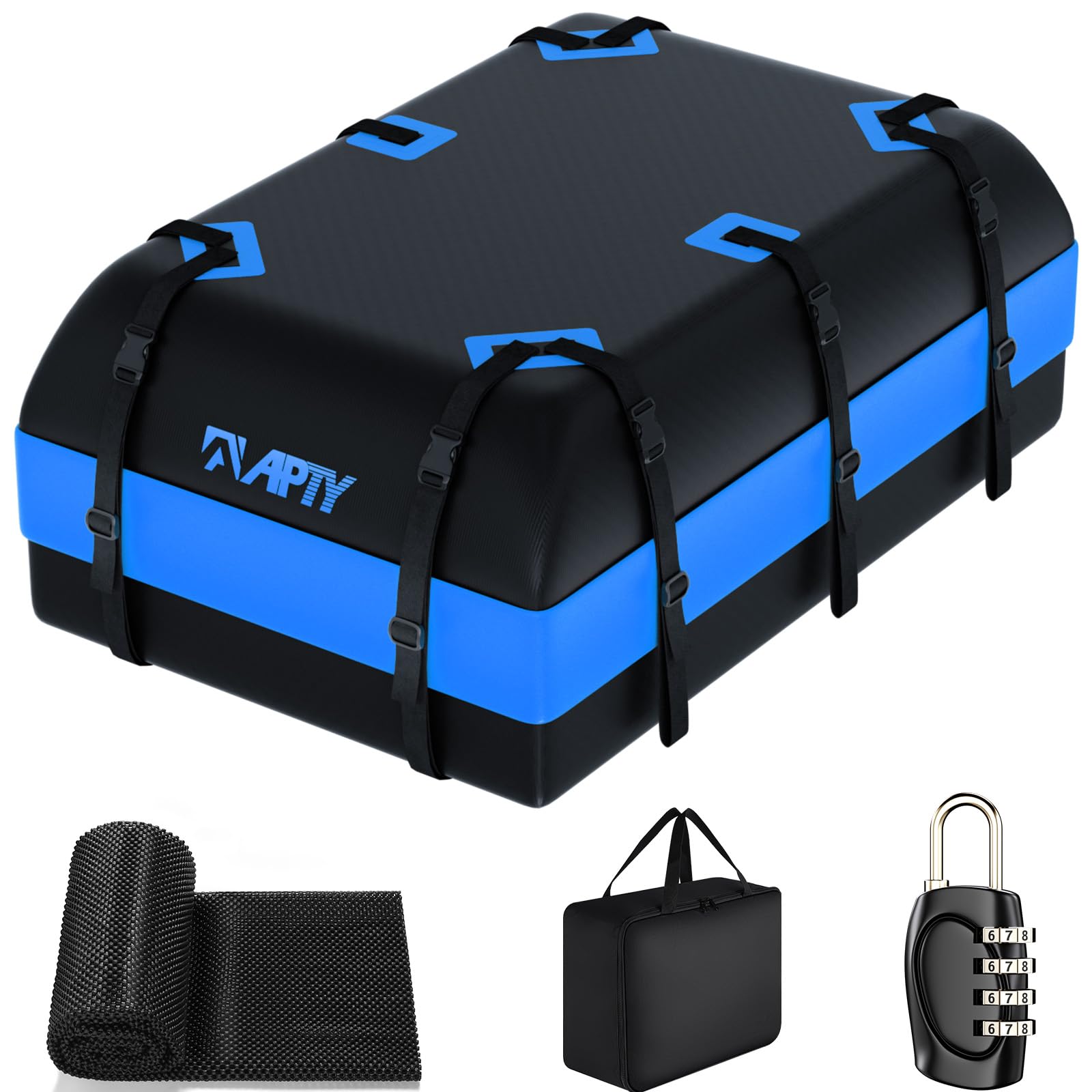 APTY 21 Cubic Feet Car Rooftop Cargo Bag Carrier, Soft Roof Top Luggage Bag for All Vechicles with/Without Racks - with Waterpro
