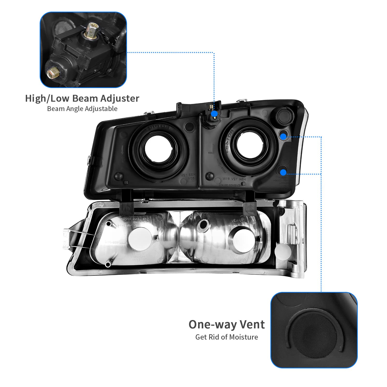 Dwvo Headlight Assembly Compatible With 2003 2004 2005 2006 Chevy Silverado 03 04 05 06 Chevrolet Avalanche Smoke Lens