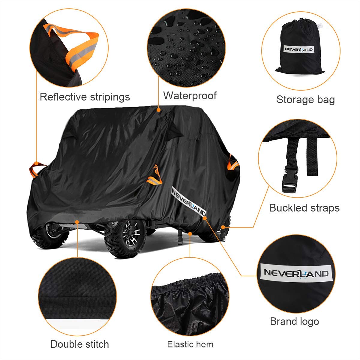 Neverland Utv Cover Heavy Duty Ranger Cover Waterproof 4-6 Seater Side By Side Covers 4 Door All Weather Storage Reflective Strip For Polaris Rzr Xp Can Am Defender Defender Maverick Yamaha