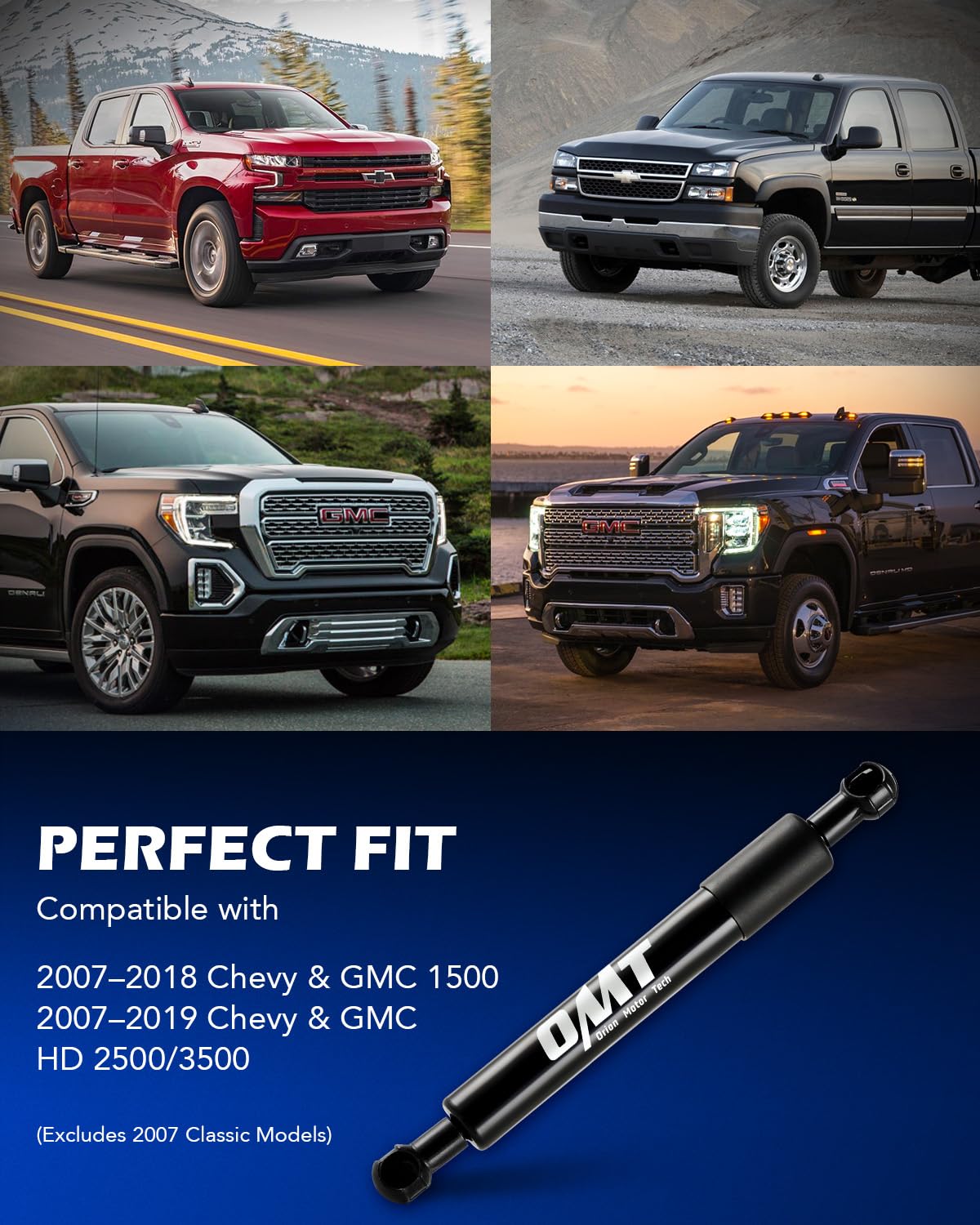 Orion Motor Tech Compatible With 07-19 Silverado Sierra Pickup Tailgate Assist, Truck Tail Gate Lift Assist Tailgate Shock Compa
