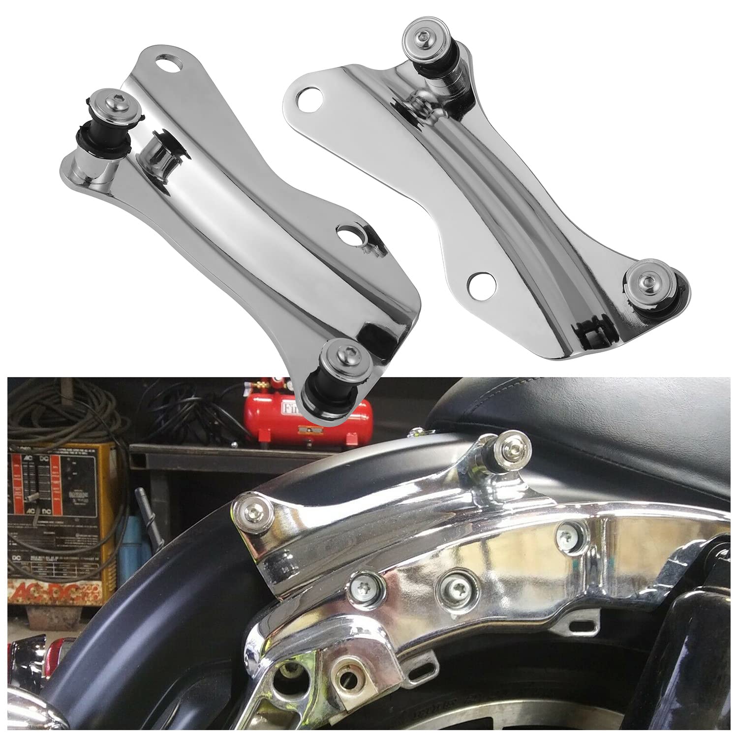 Ecotric Chrome 4 Point Docking Hardware Kit Compatible With 2014-2022 Harley Davidson Touring Street Glide Road King Electra Gli