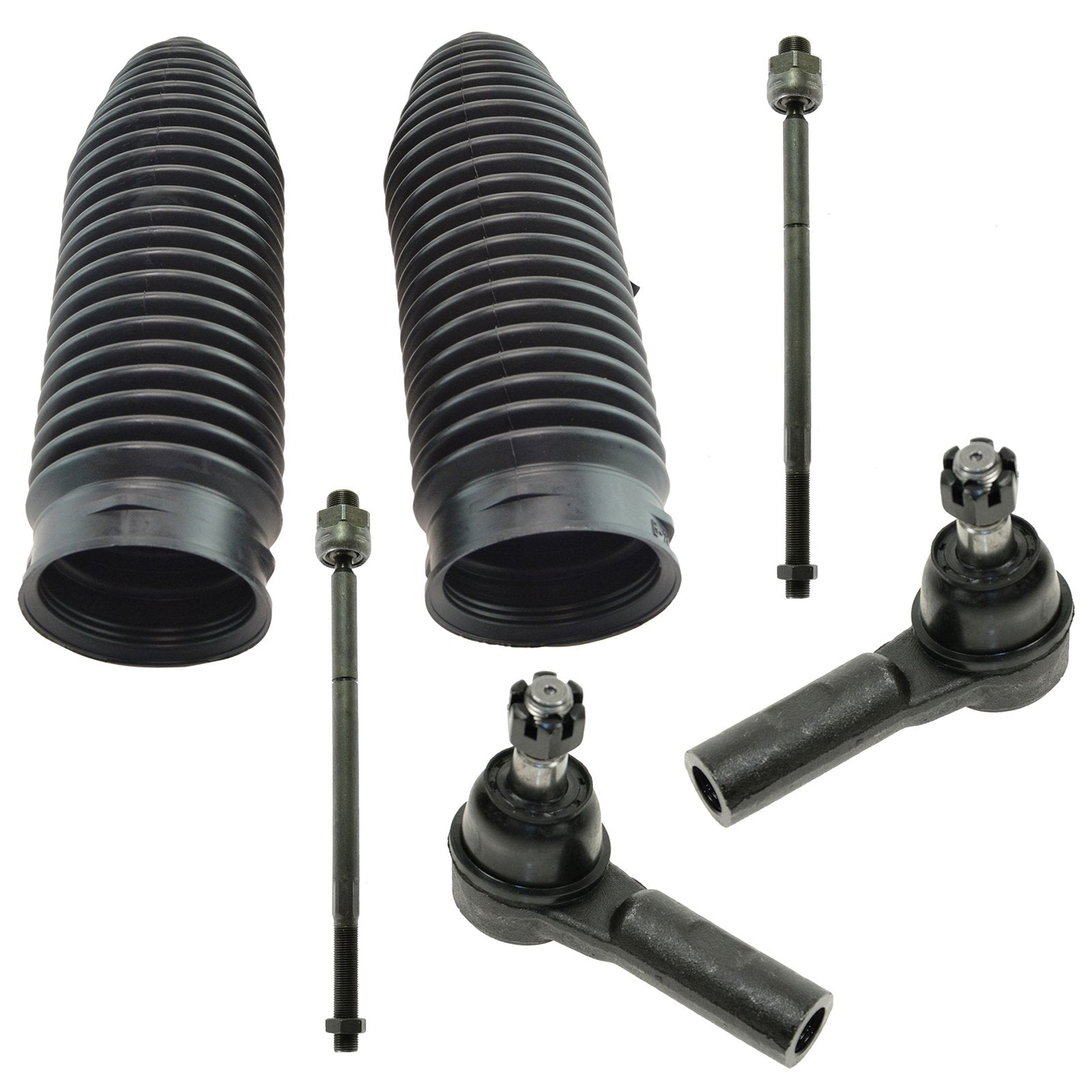 Trq Front Driver & Passenger Side Steering Kit Steering Rack & Pinion Bellow Tie Rod Compatible With 2006-2010 Dodge Ram 1500 20