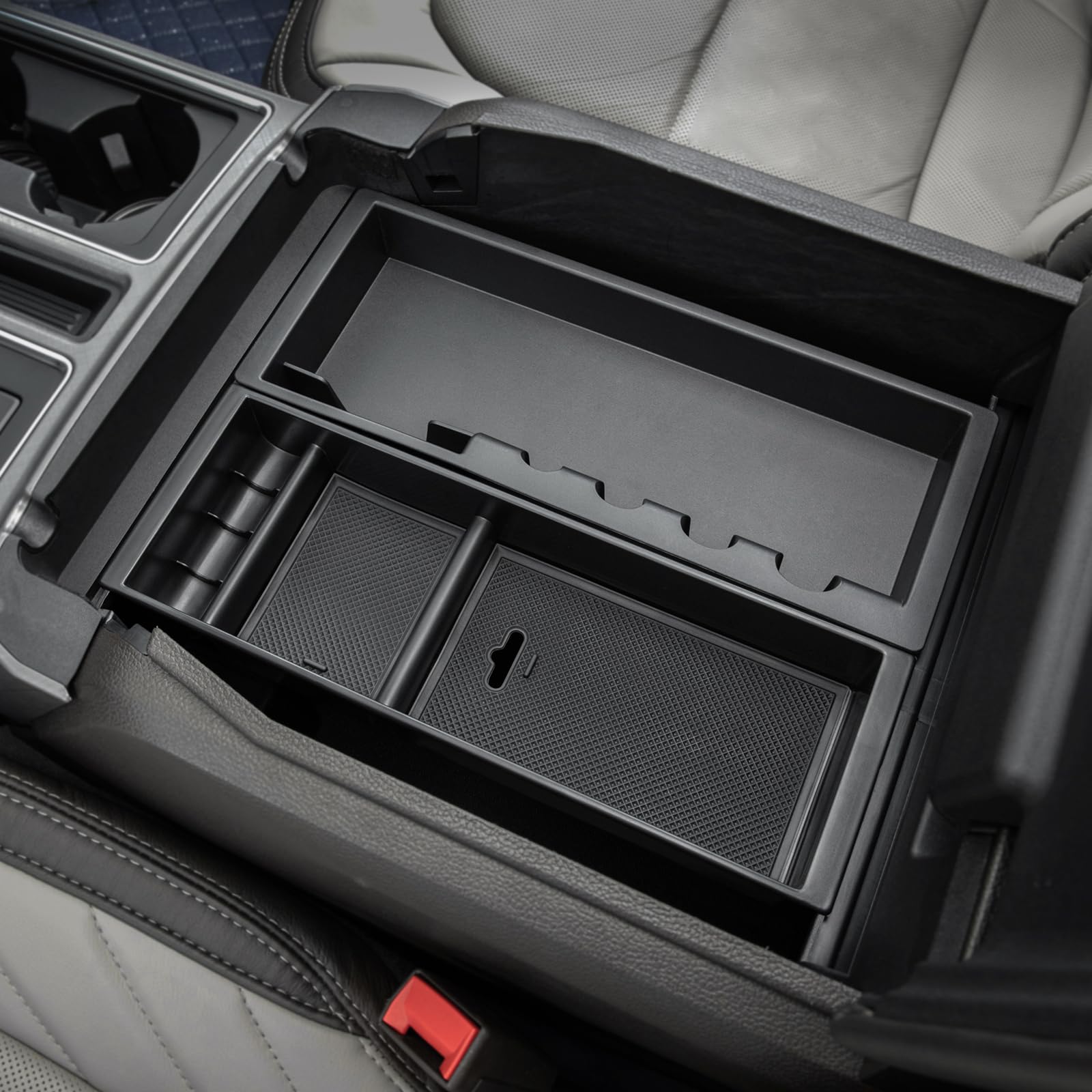 Pimcar Center Console Organizer For Ford F150 2021-2025, F150 Lightning 2022-2025 Armrest Storage Tray Accessories Abs Plastic (