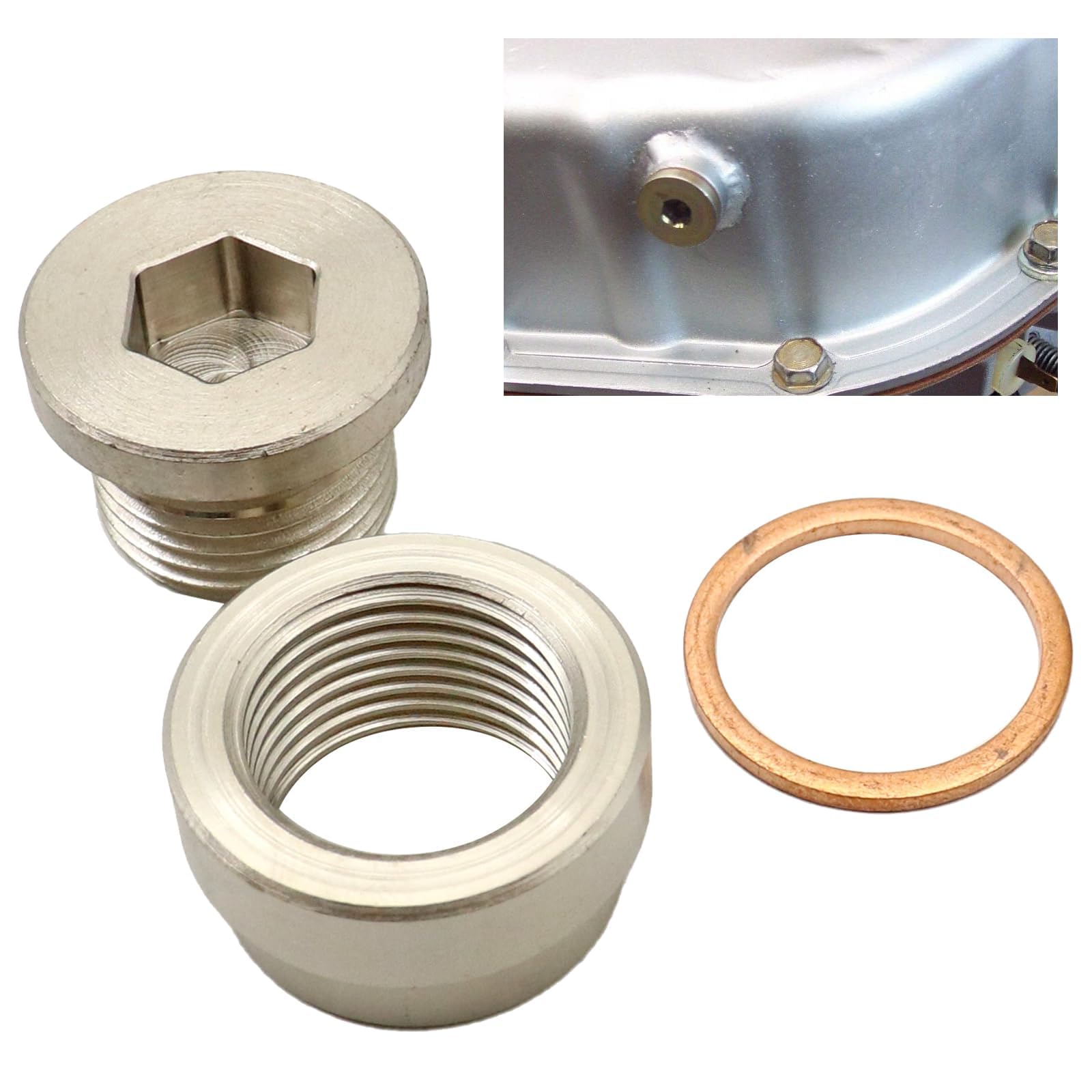 Secosautoparts Thread 12Mm Heigth/ 18 Mm Diameter Steel Bung & Plug + Washer Kit Transmission Sump Drain Plug (Weld In)