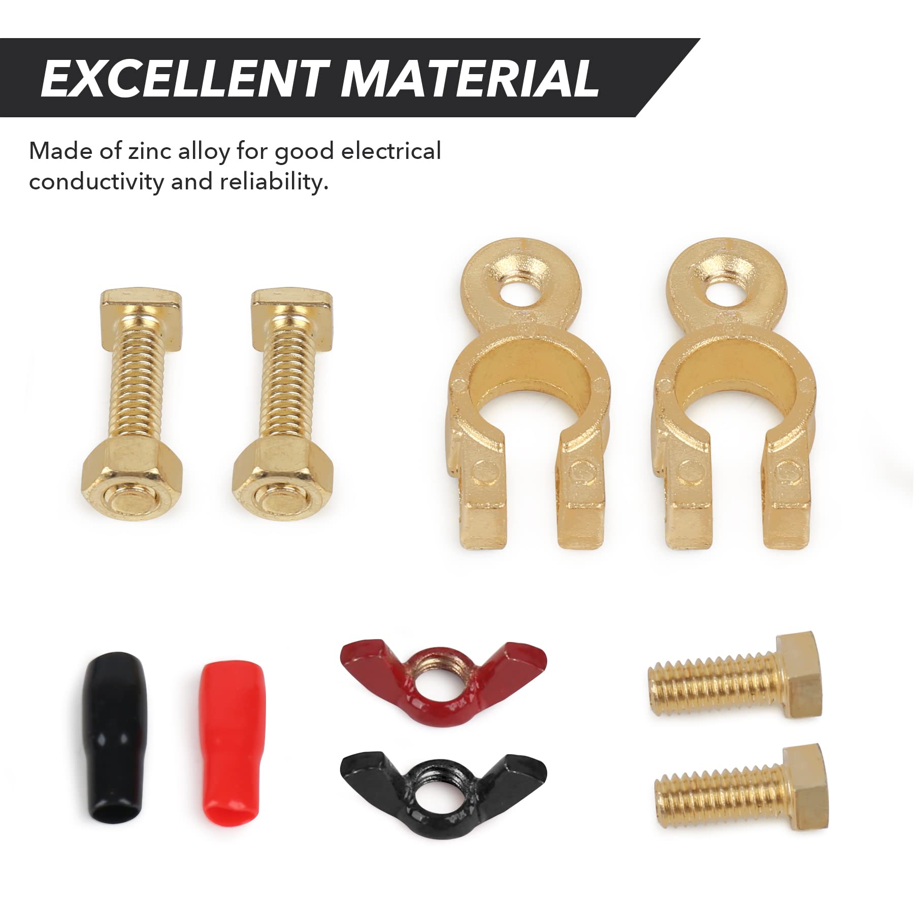 Singaro Car Battery Terminal Connector, Pure Copper Cable End Top Post Clip Positive And Negative Pole, Applicable To Automobile