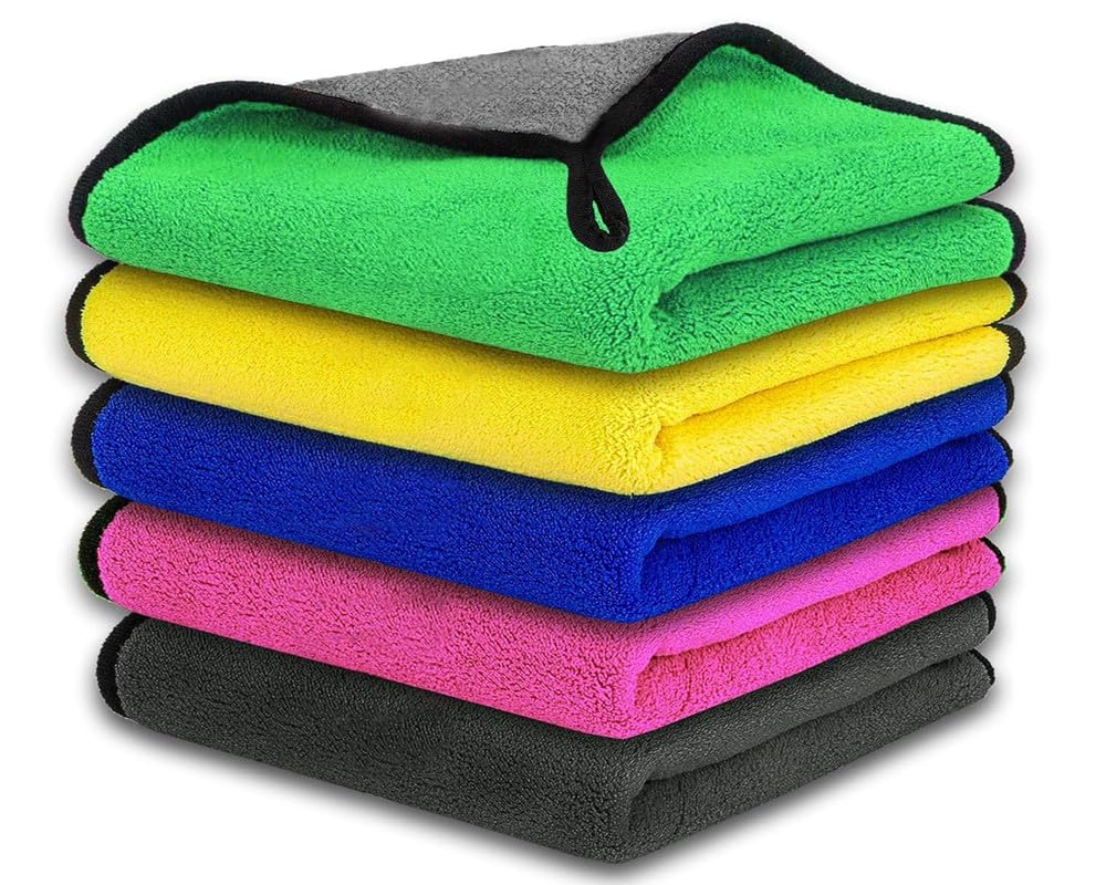 Auto EShopping Microfiber Car Cleaning Multicolor Cloth Towel Pack of 5 Piece 40x40 500 GSM for Car Bike Cleaning Polishing Was