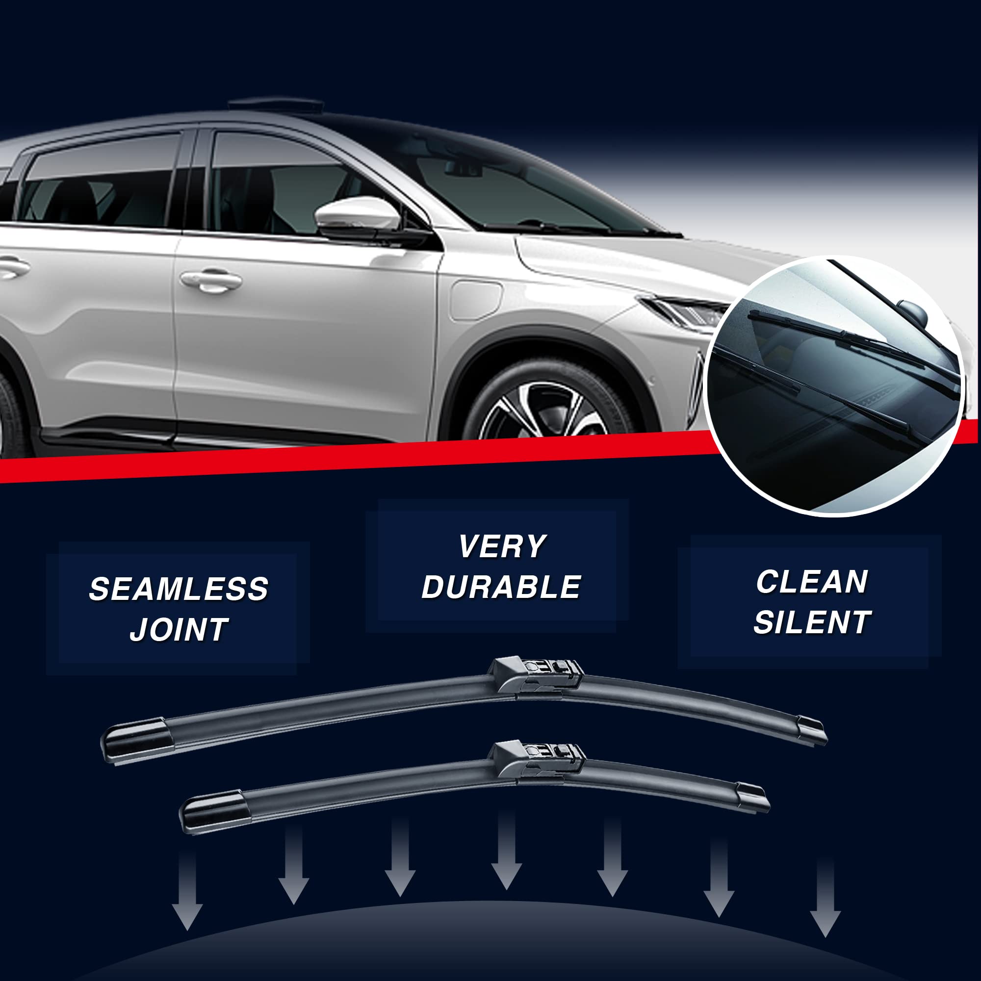 Icexsonw 3 Wipers Windshield Wiper Blades Replacment For Volkswagen Vw Tiguan 2017 2016 2015 2014 2013 2012 2011 2010 2009-Oem W