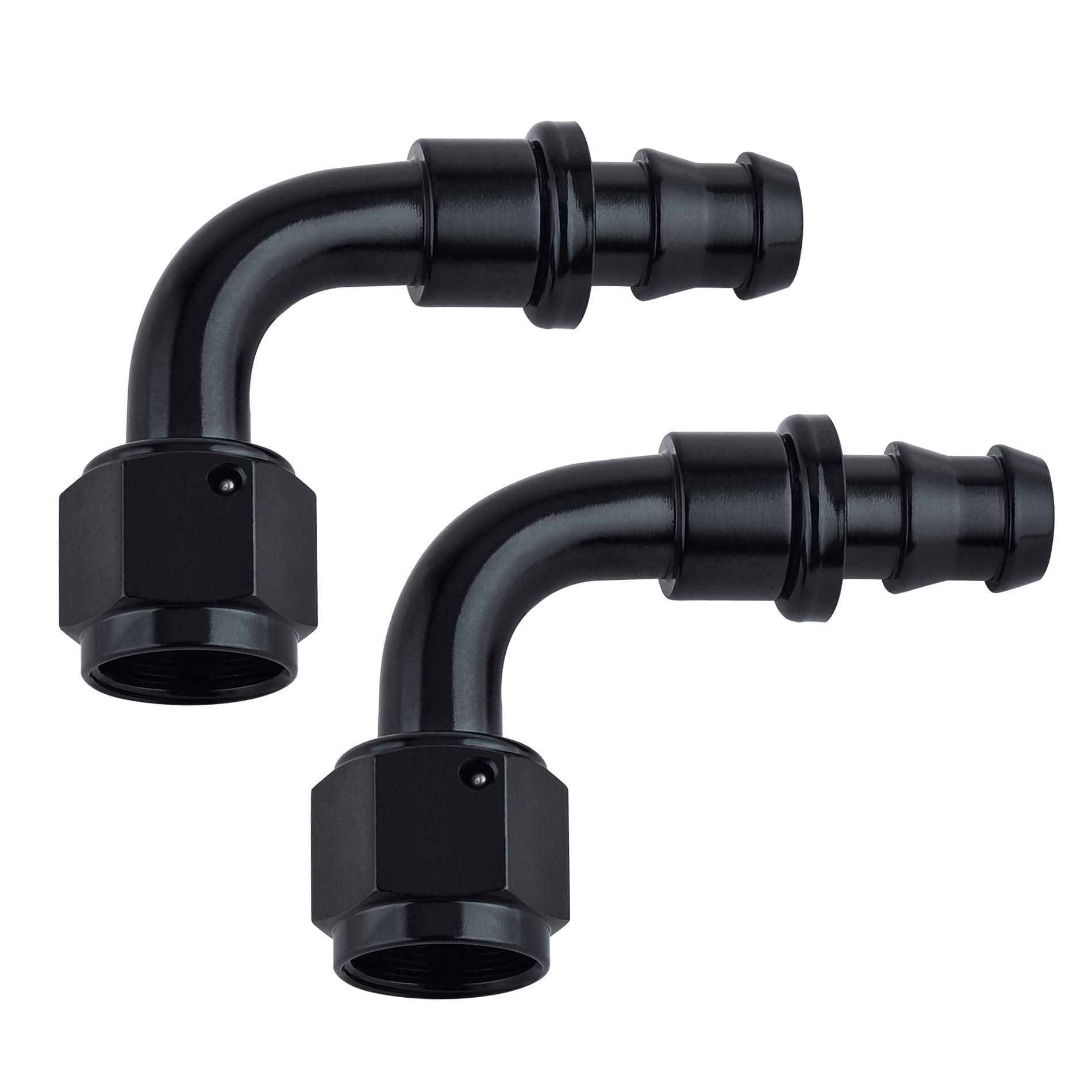 Sykrss 8An 90 Degree Push Lock Swivel Hose End Fitting For Rubber Fuel Line Black 2Pcs