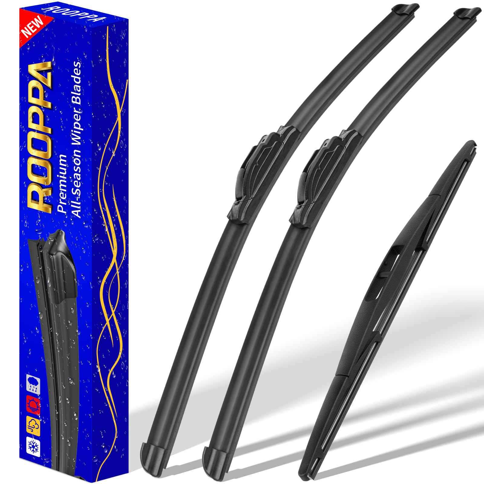 3 Wipers Replacement For 2003-2008 Honda Pilot, Windshield Wiper Blades Original Equipment Replacement - 24/21/14 (Set Of 3) U/J Hook