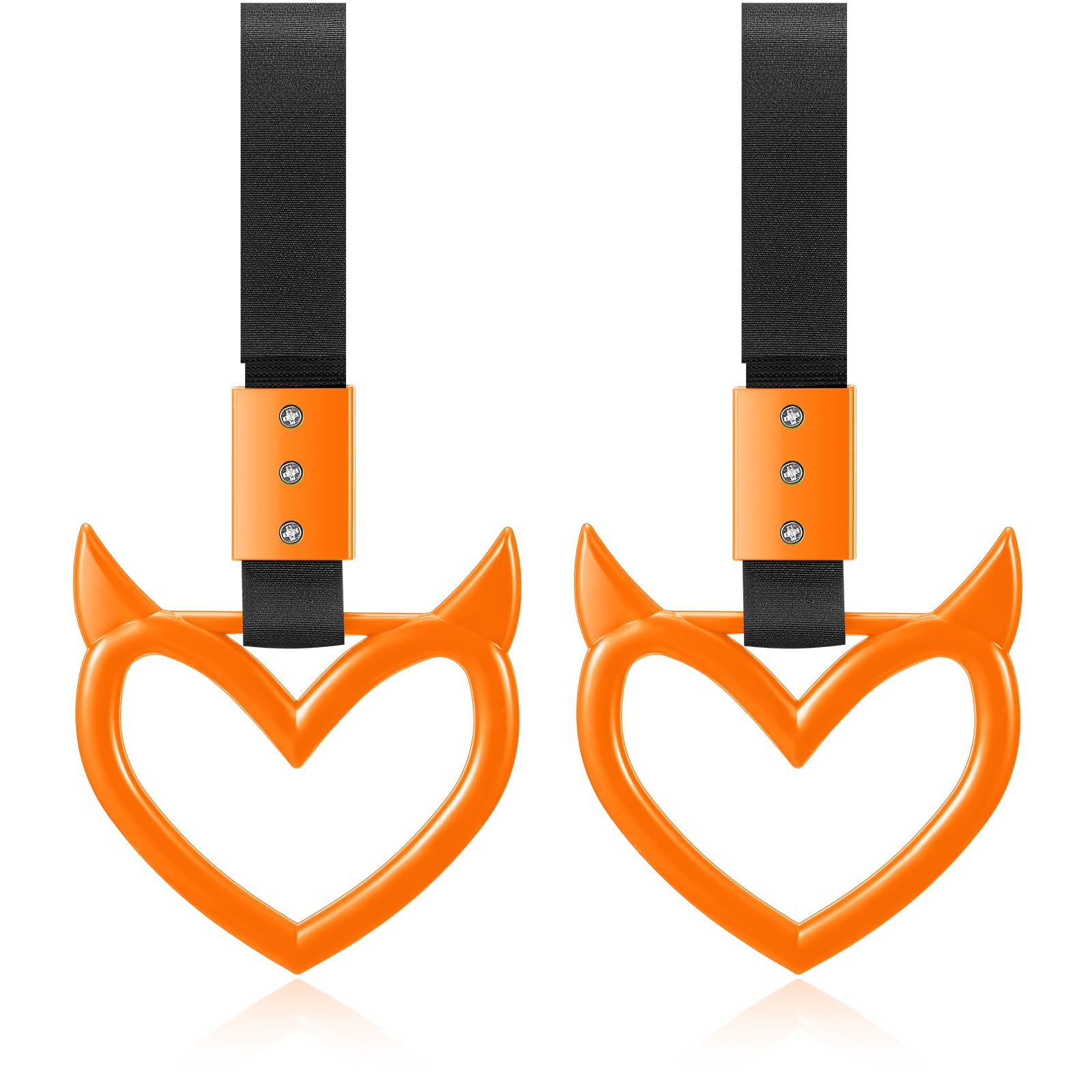 Fabbay 2 Pieces Heart Handle Keychains Car Accessory Heart Hand Strap Drift Charm for Car Interior Exterior Decoration(Orange,De